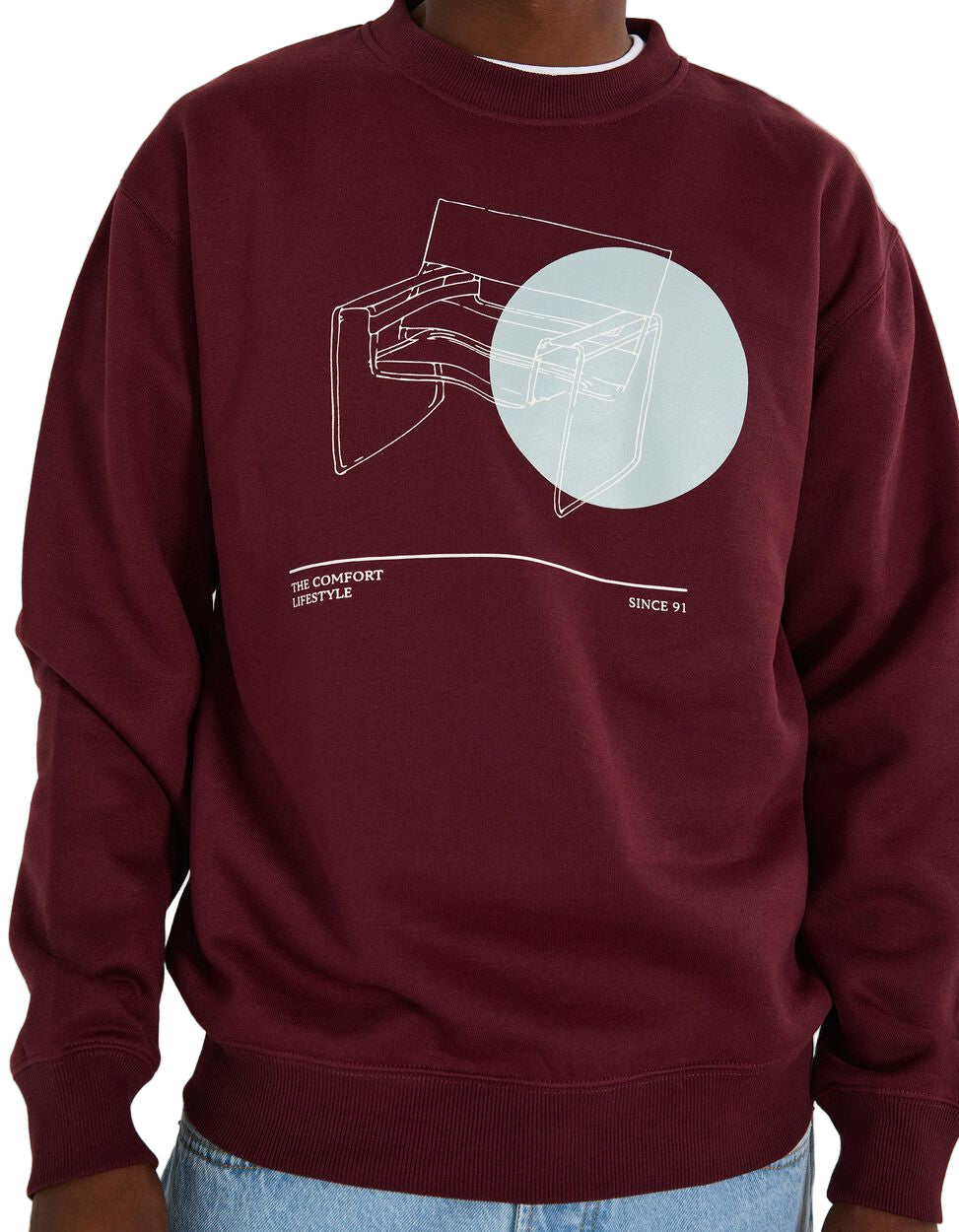 Men's Plush Sweatshirt, Dark Red