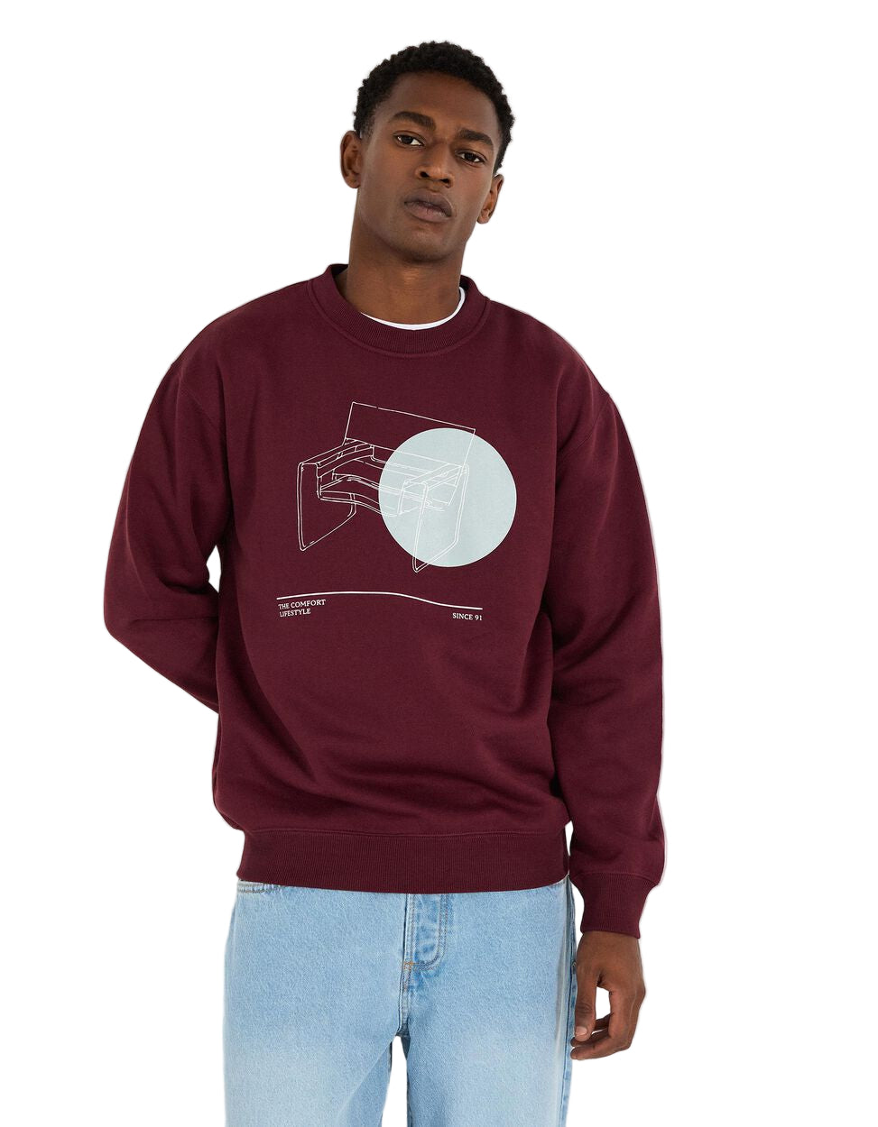 Men's Plush Sweatshirt, Dark Red