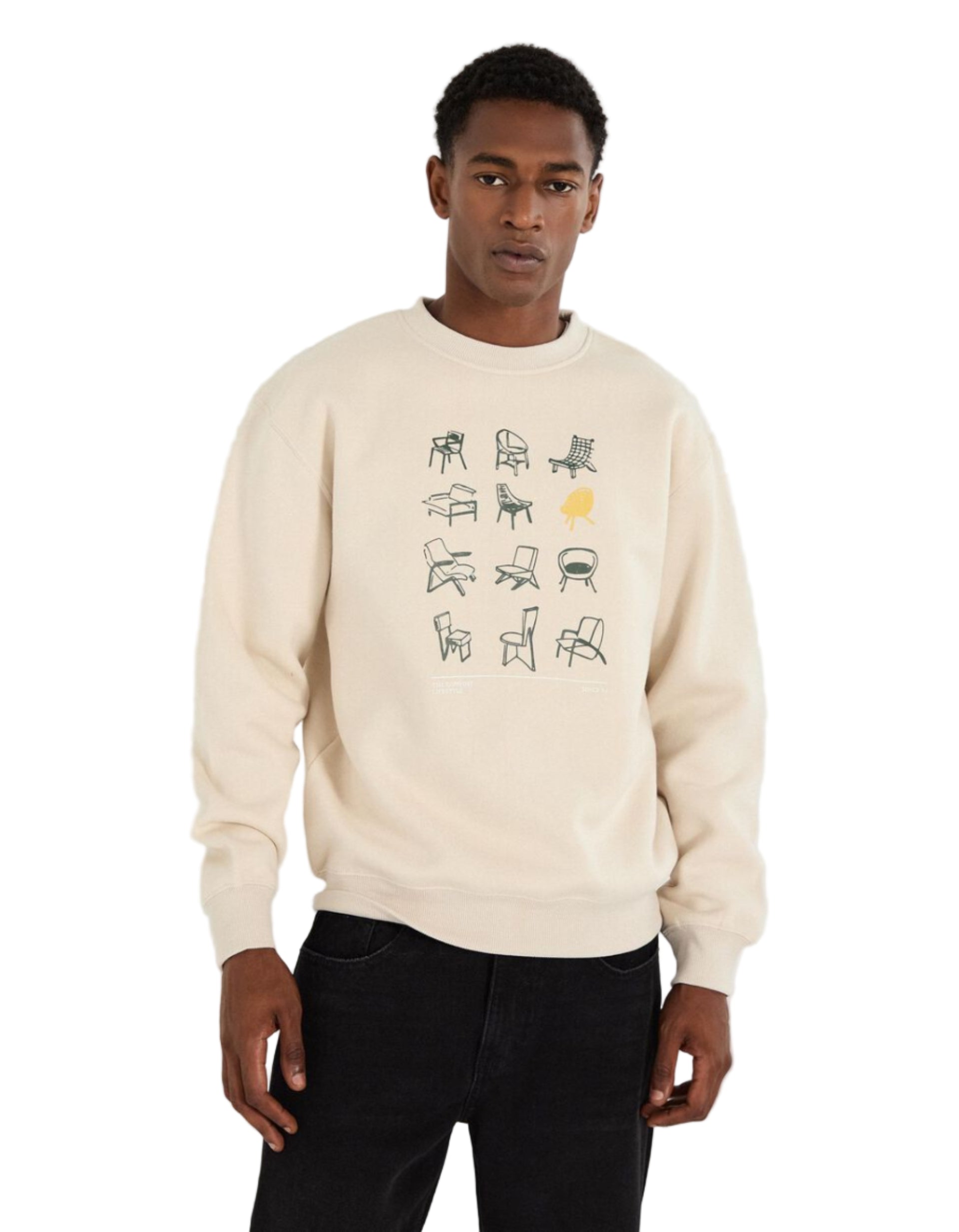 Men's Fleece Sweatshirt, Light Beige