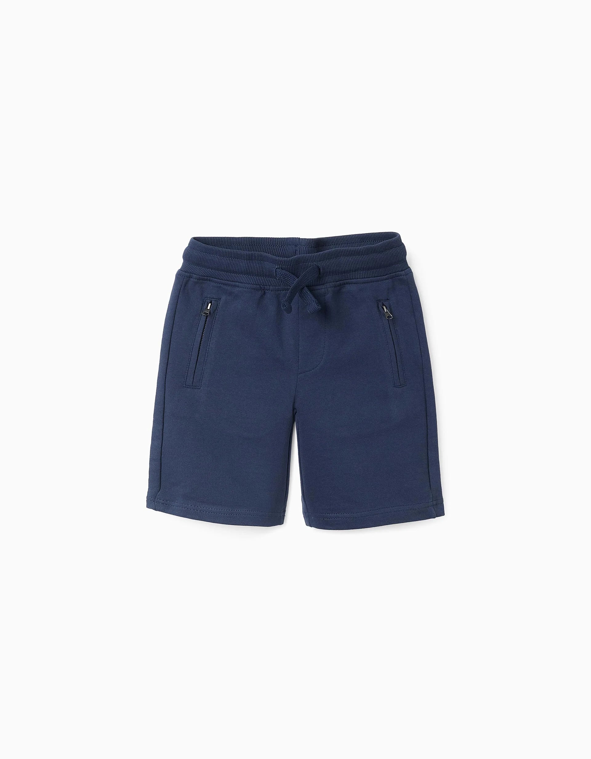 Boys' Jogger Shorts with Zipper Pockets, Dark Blue