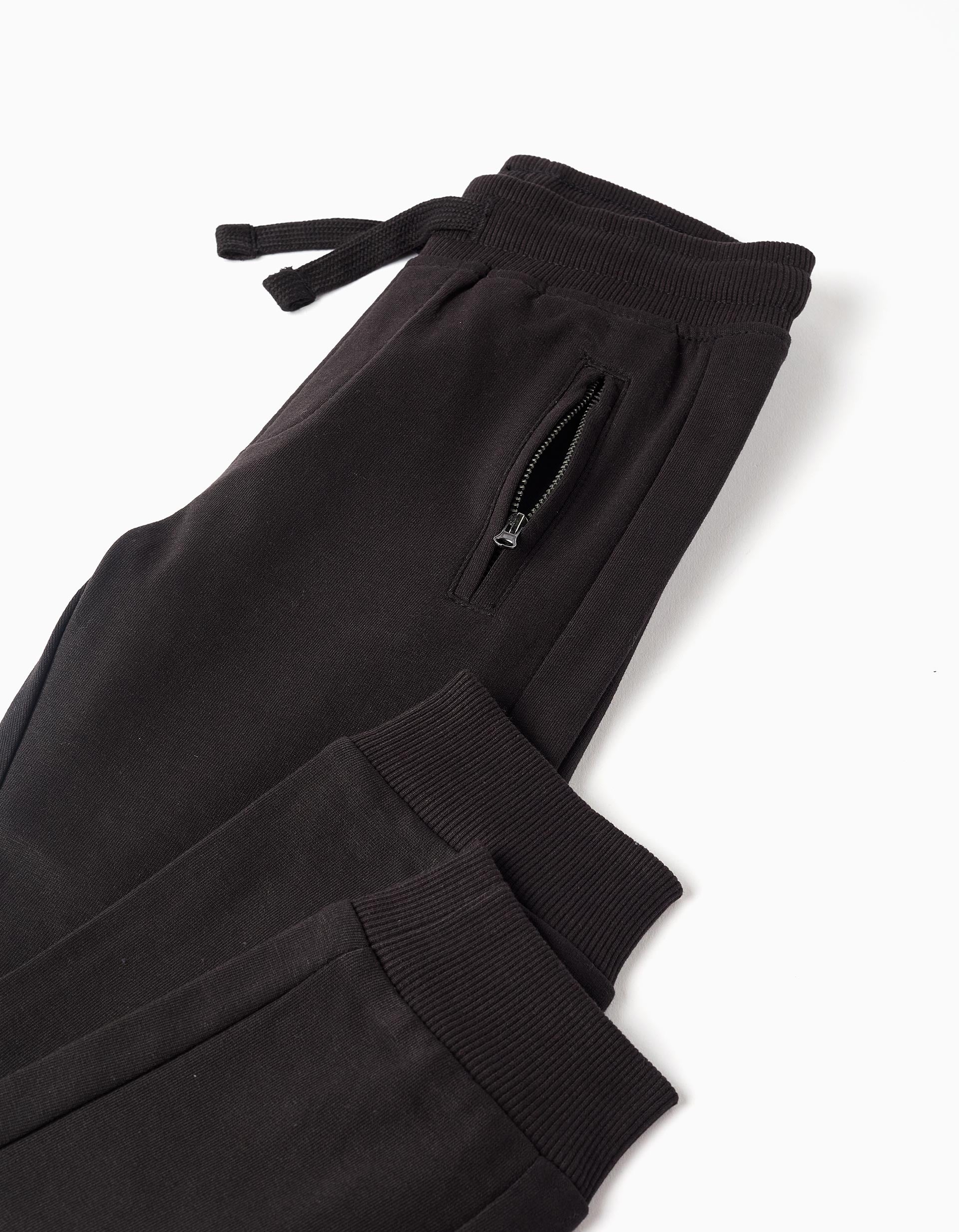 Boys' Slim Joggers with Sealed Pockets, Black