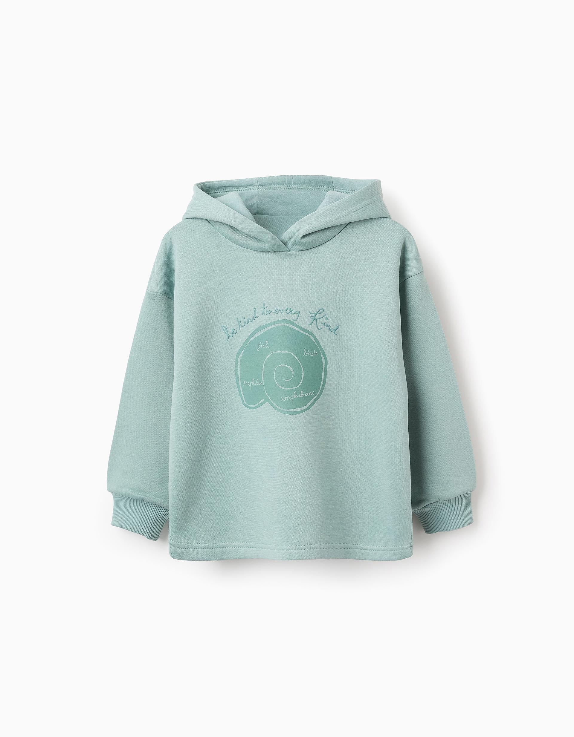 Girls' 'Be Kind' Hooded Sweatshirt, Aqua Green