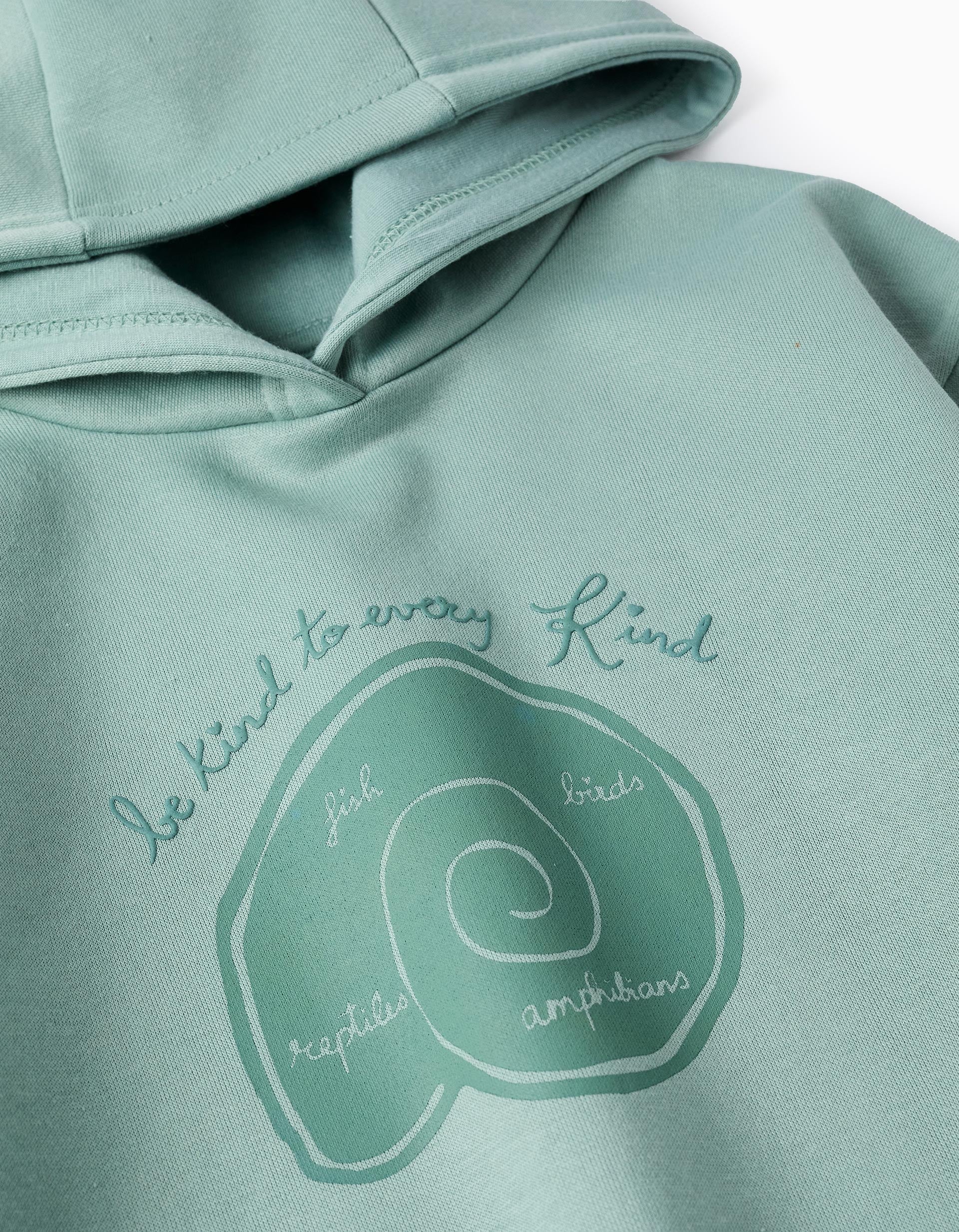 Girls' 'Be Kind' Hooded Sweatshirt, Aqua Green