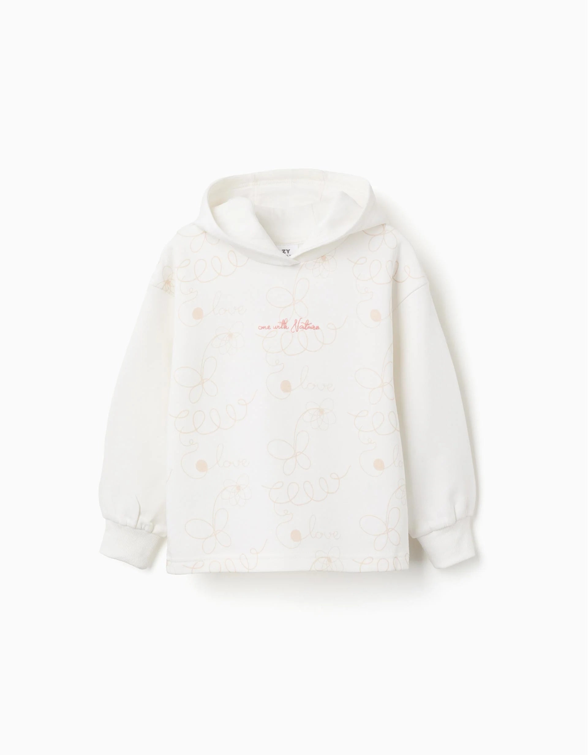 Girls' 'Nature' Hooded Sweatshirt, White