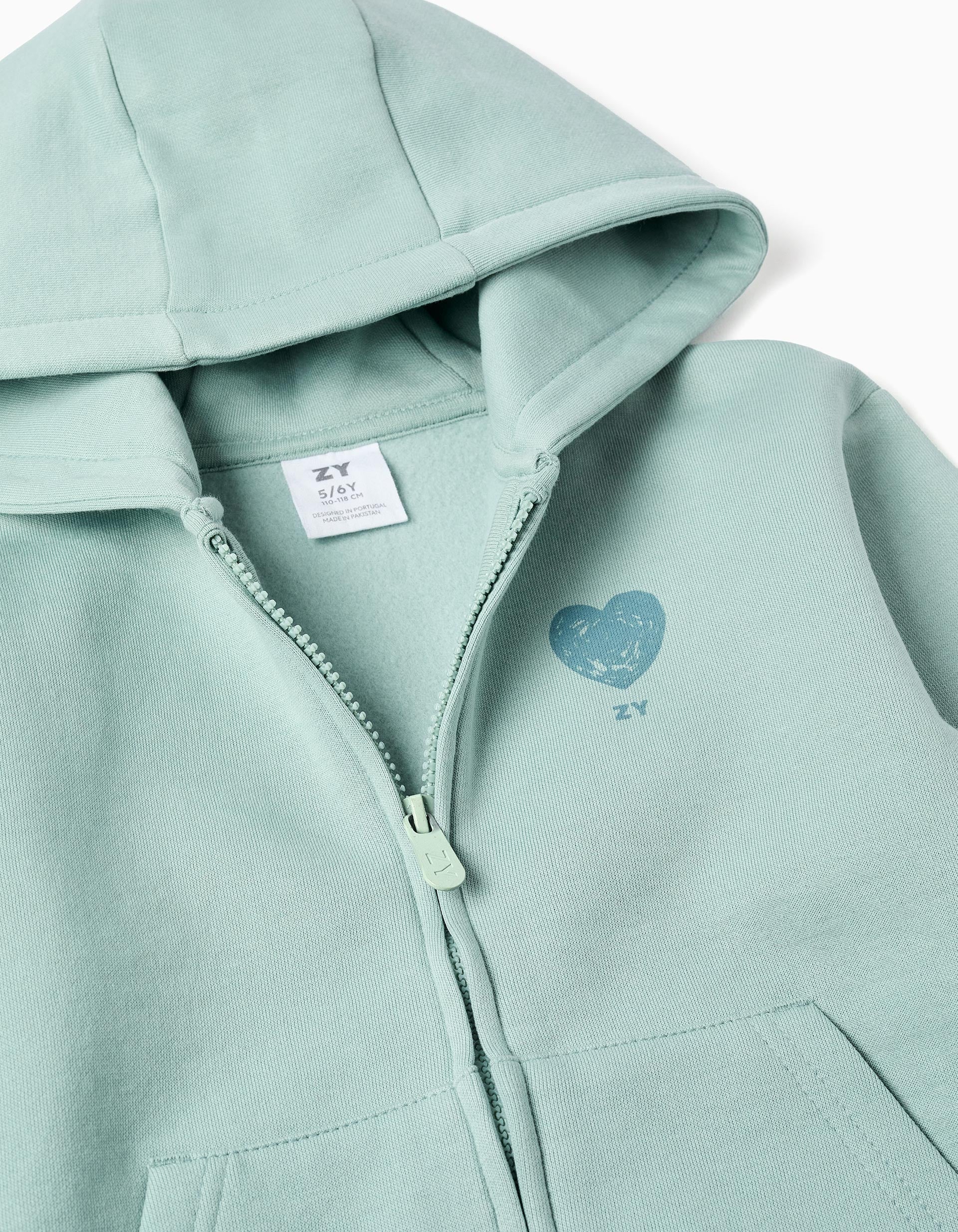 Girls' Light Green Cardigan and Trousers Set