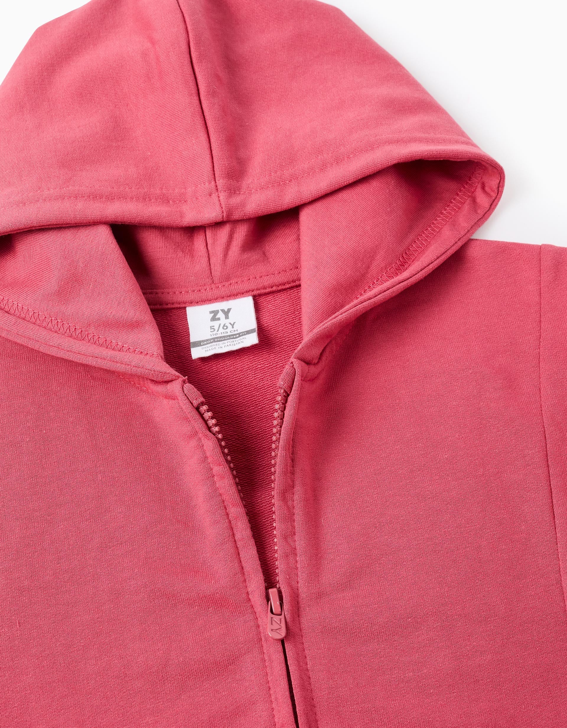 Girl's Hooded Drop Shoulder Coat, Pink