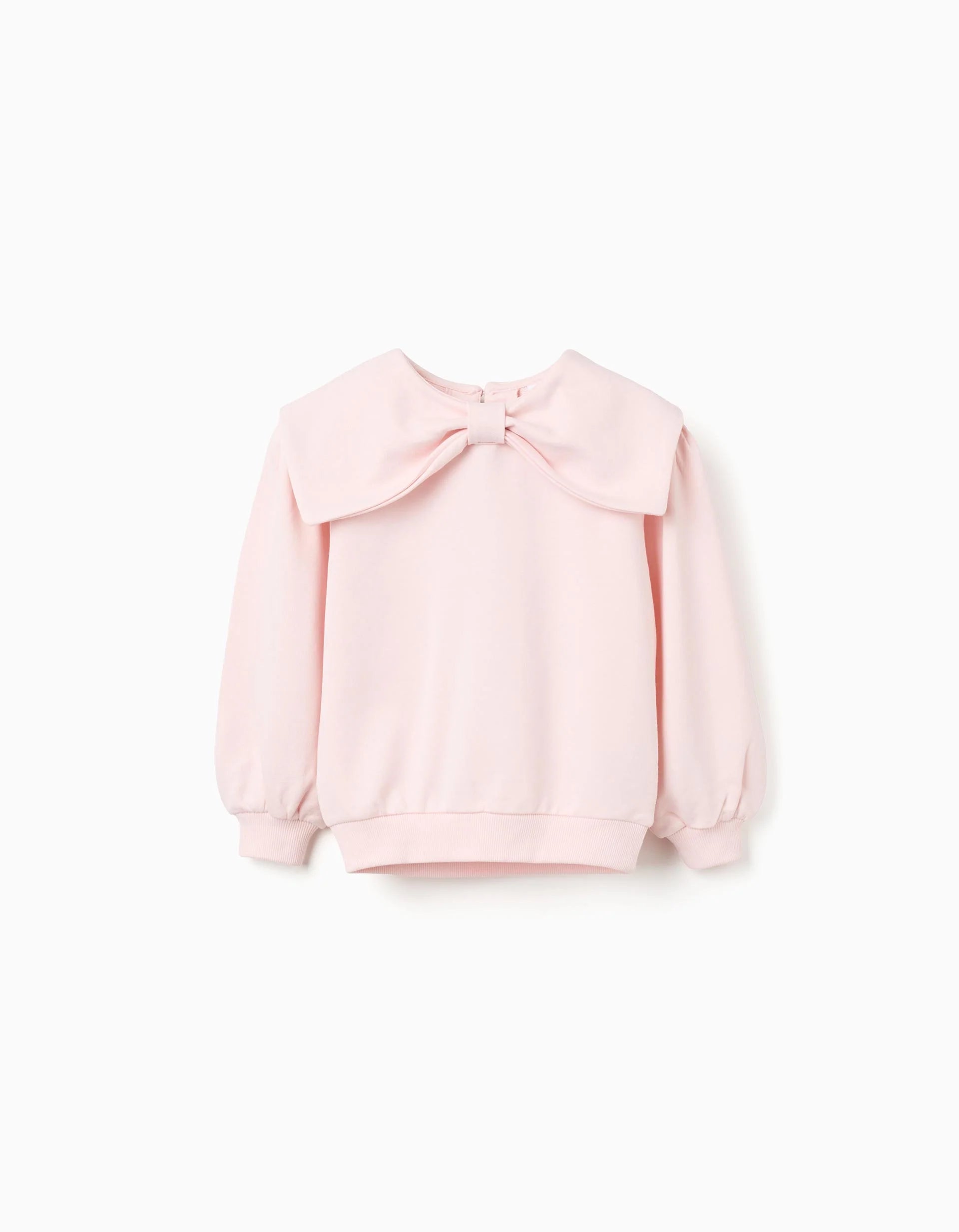 Girls' pink bow-neck sweatshirt