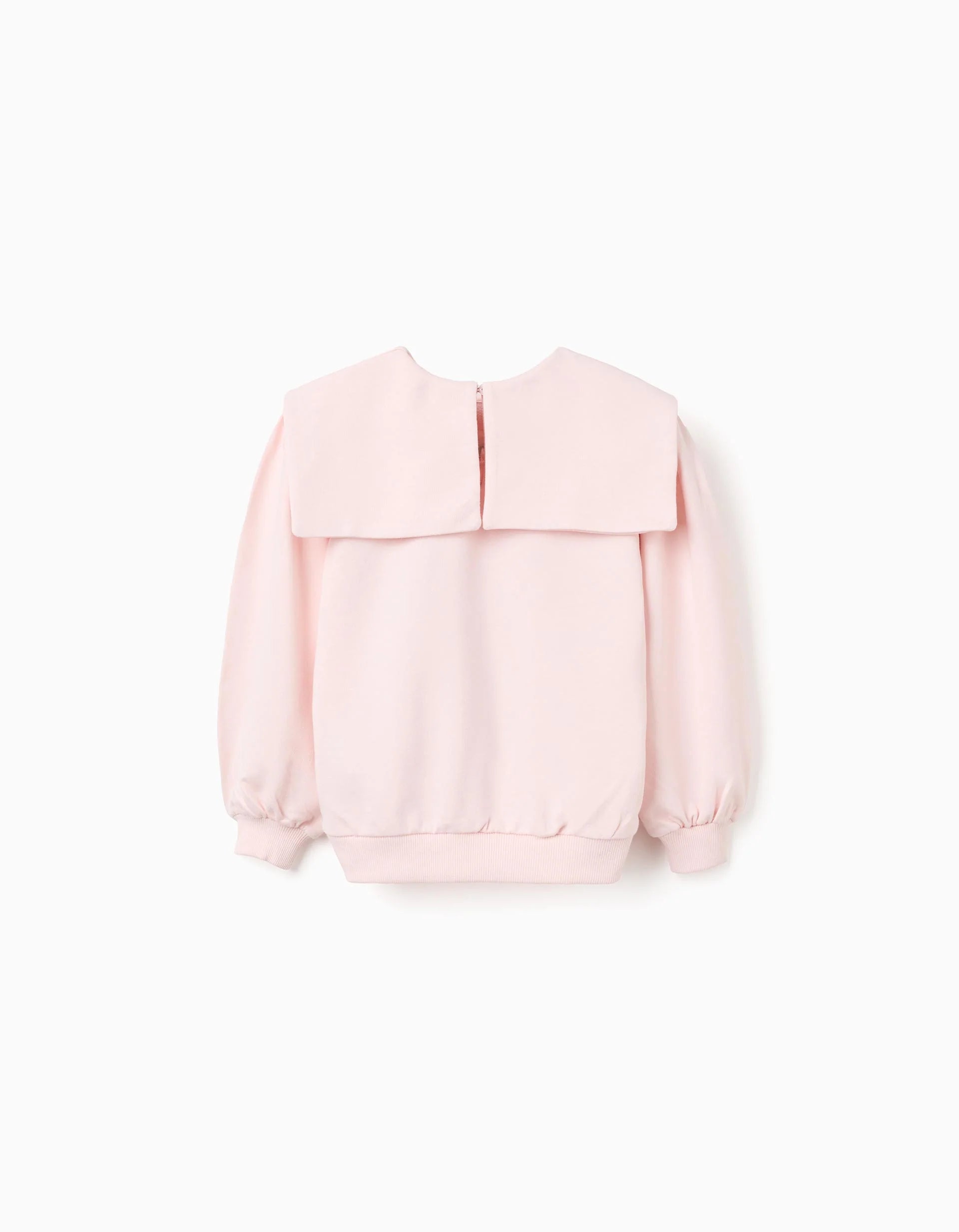 Girls' pink bow-neck sweatshirt