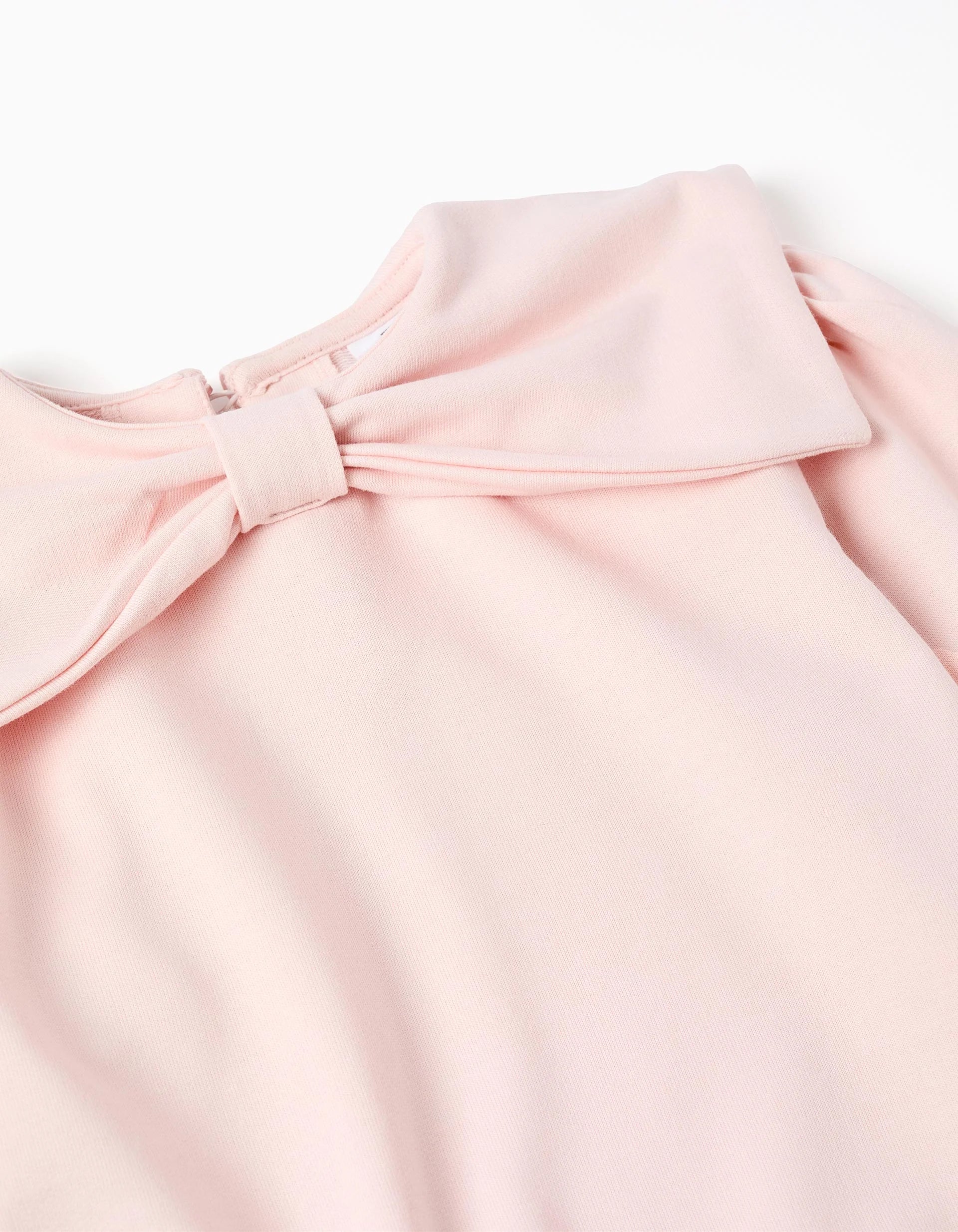 Girls' pink bow-neck sweatshirt