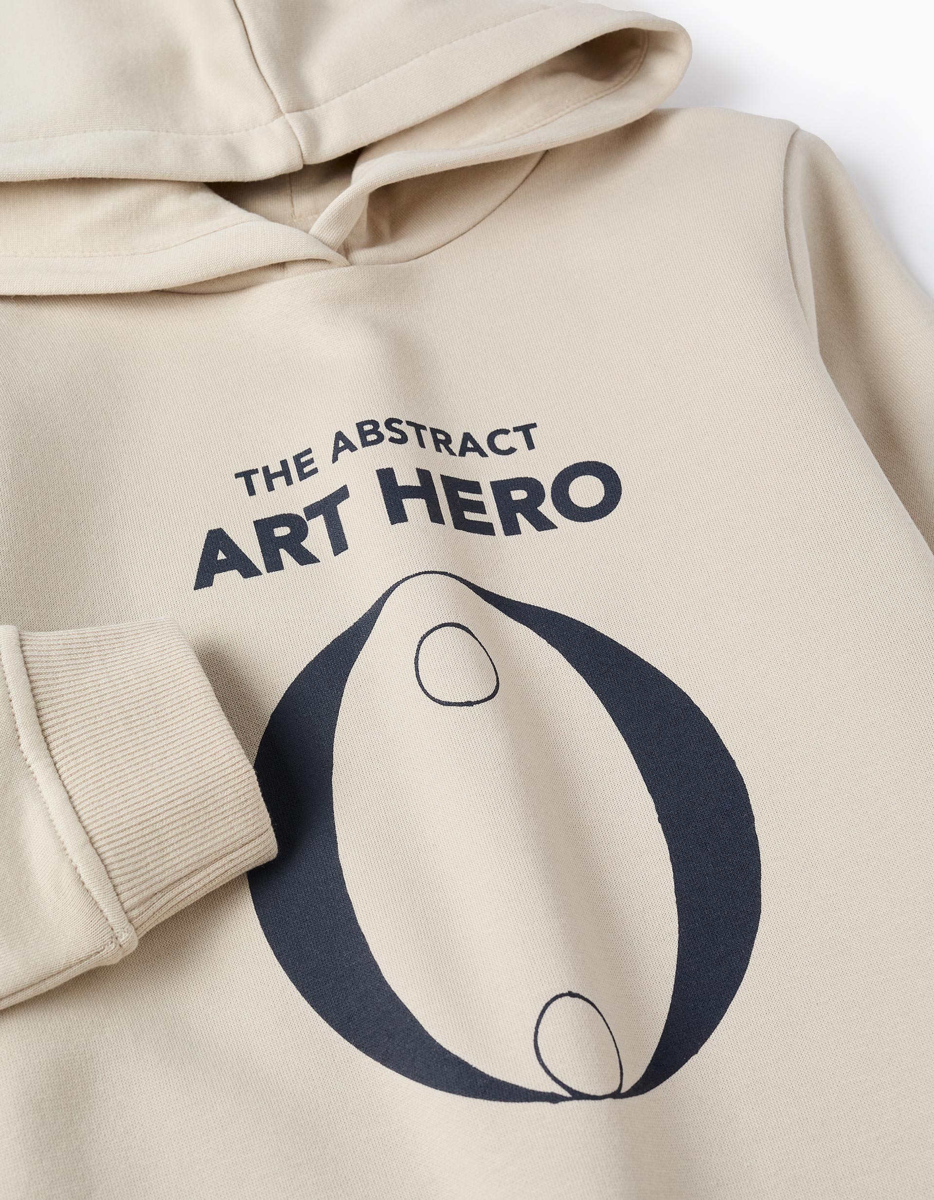 Boys' 'Abstratc' Hooded Sweatshirt with Print, Beige