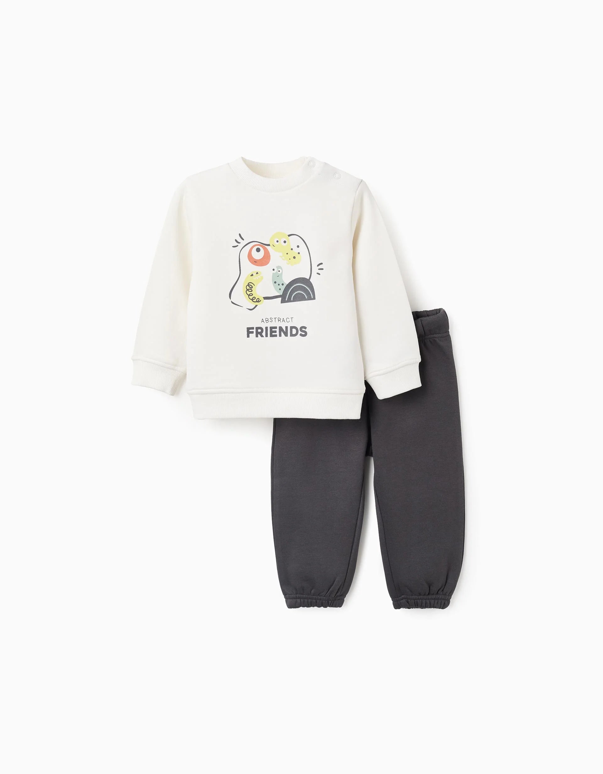 'Friends' Baby Boy's Fleece Tracksuit, White/Grey