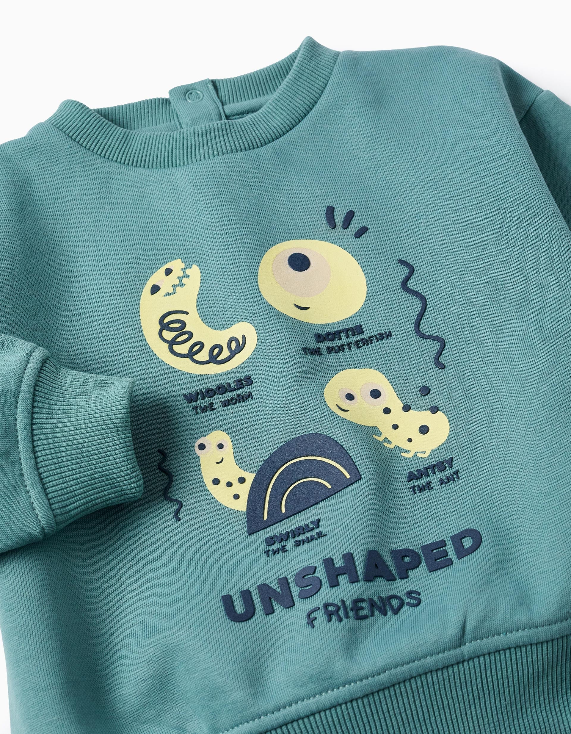 Carded Sweatpants for Baby Boy 'Little Animals', Turquoise