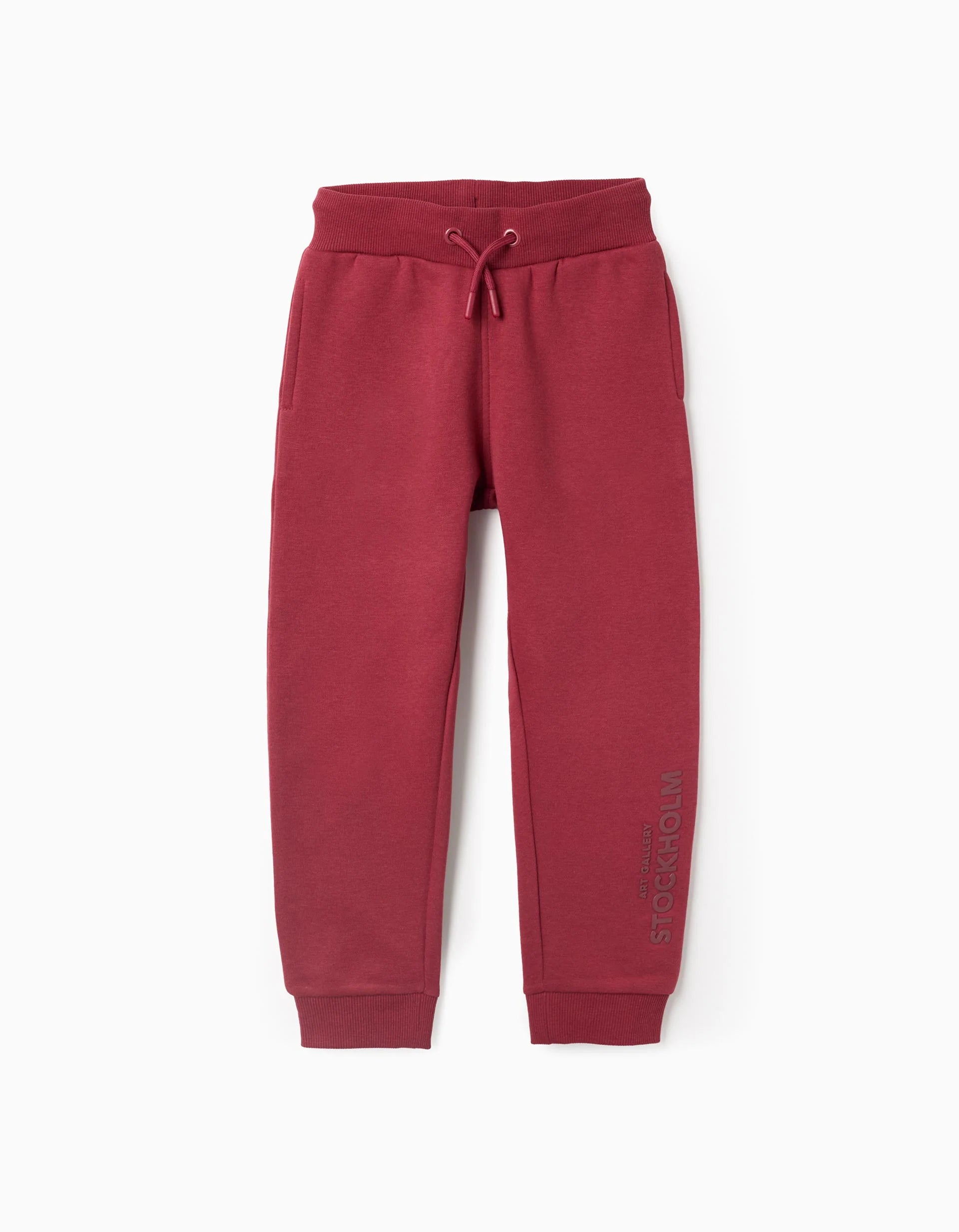 Boys' Stockholm Brushed Joggers, Dark Red