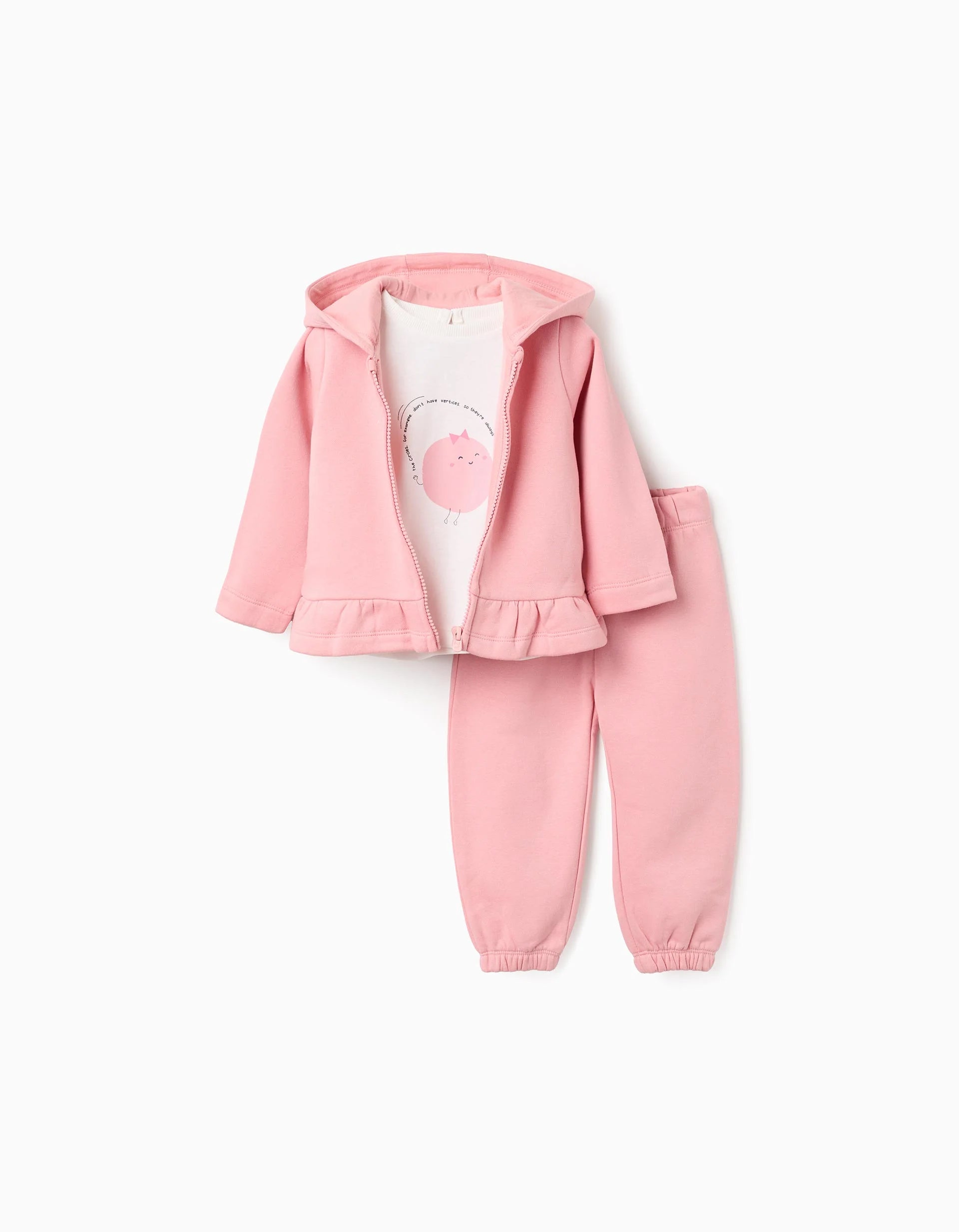 Baby Girl's 3-Piece Tracksuit Set, Pink/White