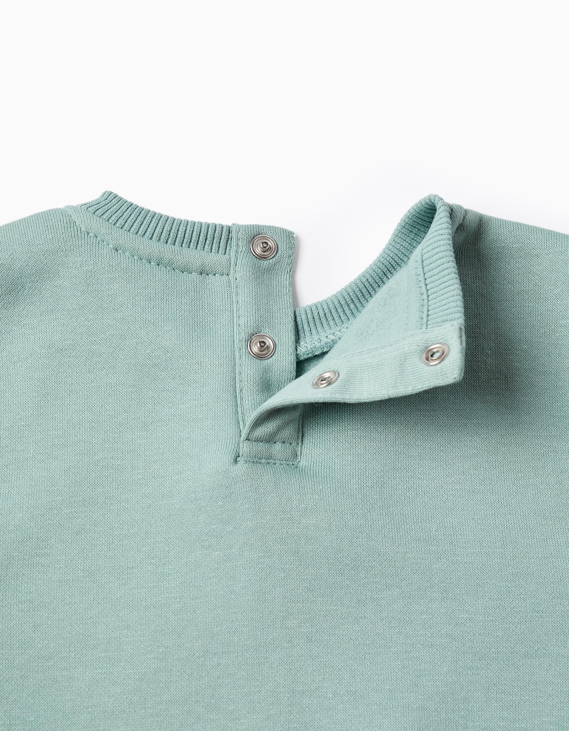 Printed fleece sweatshirt for baby girl 'Circle', Light Green