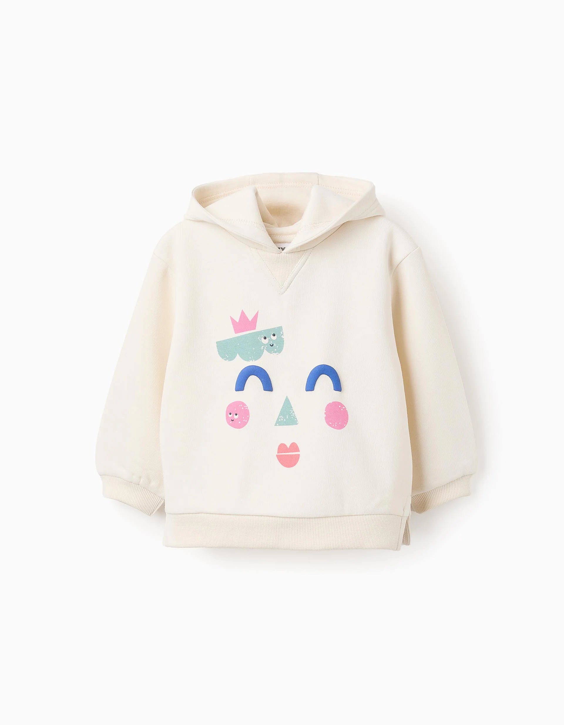 Baby Girl's Hooded Sweatshirt 'Shapes', Beige