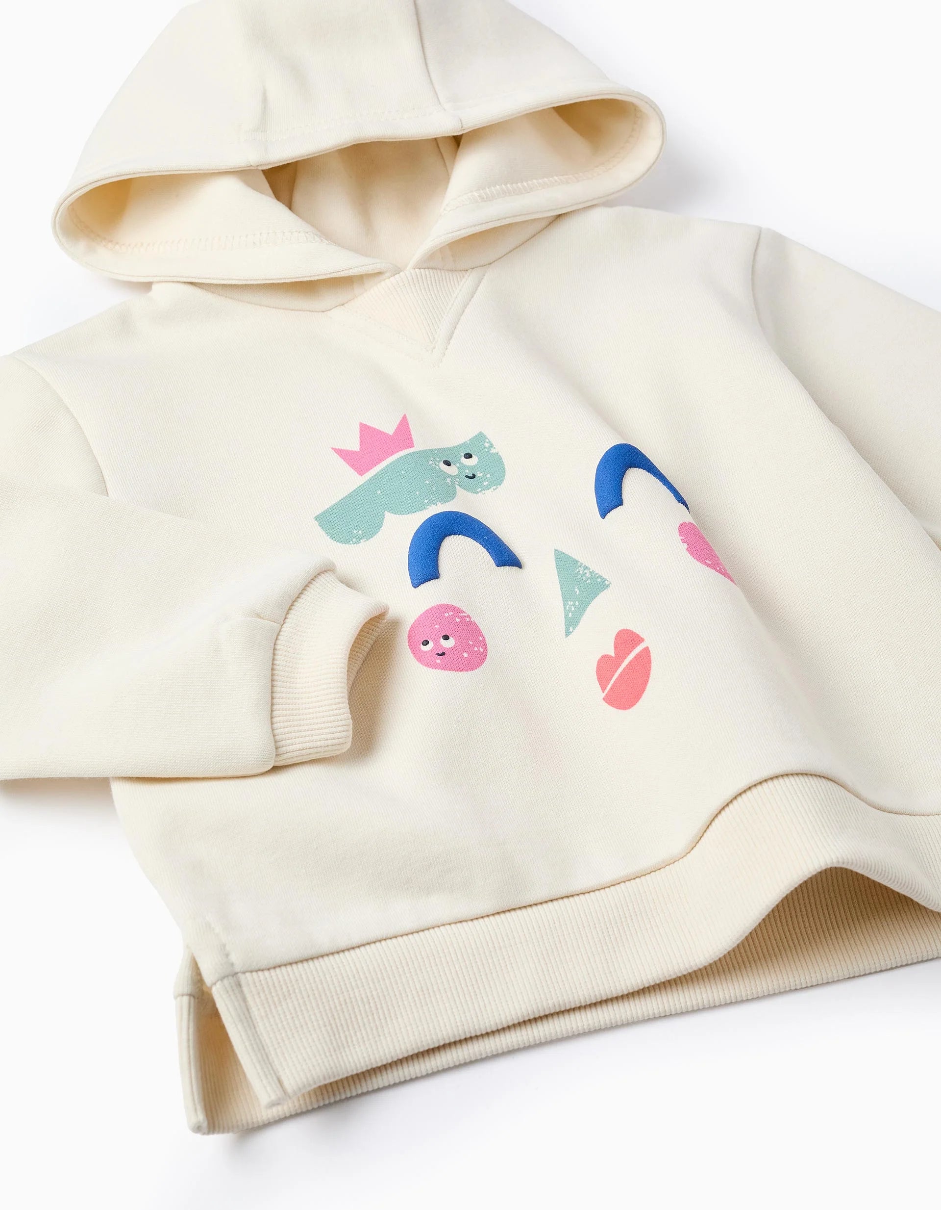 Baby Girl's Hooded Sweatshirt 'Shapes', Beige