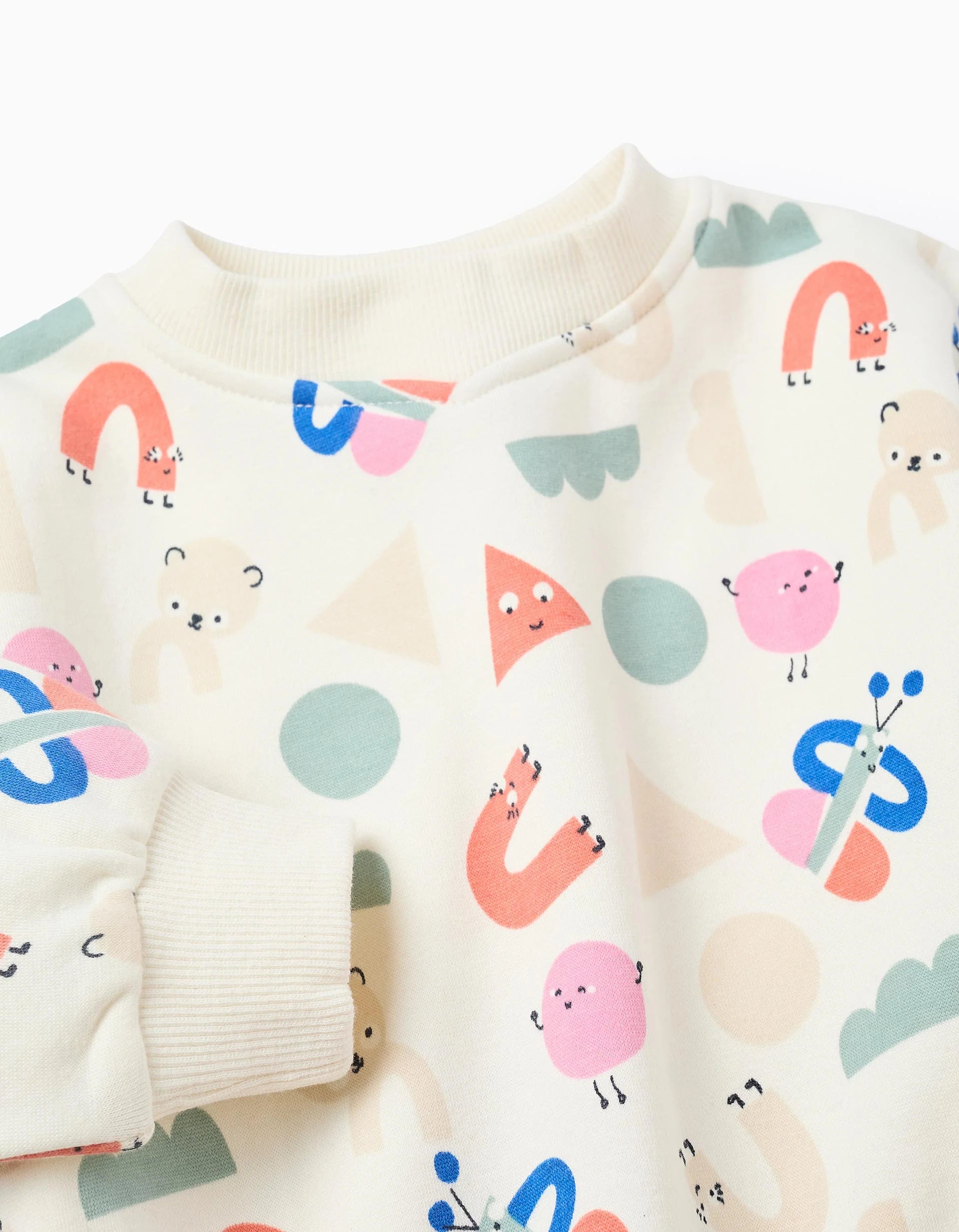 White Fleece Sweatshirt with Insect Motif for Baby Boy