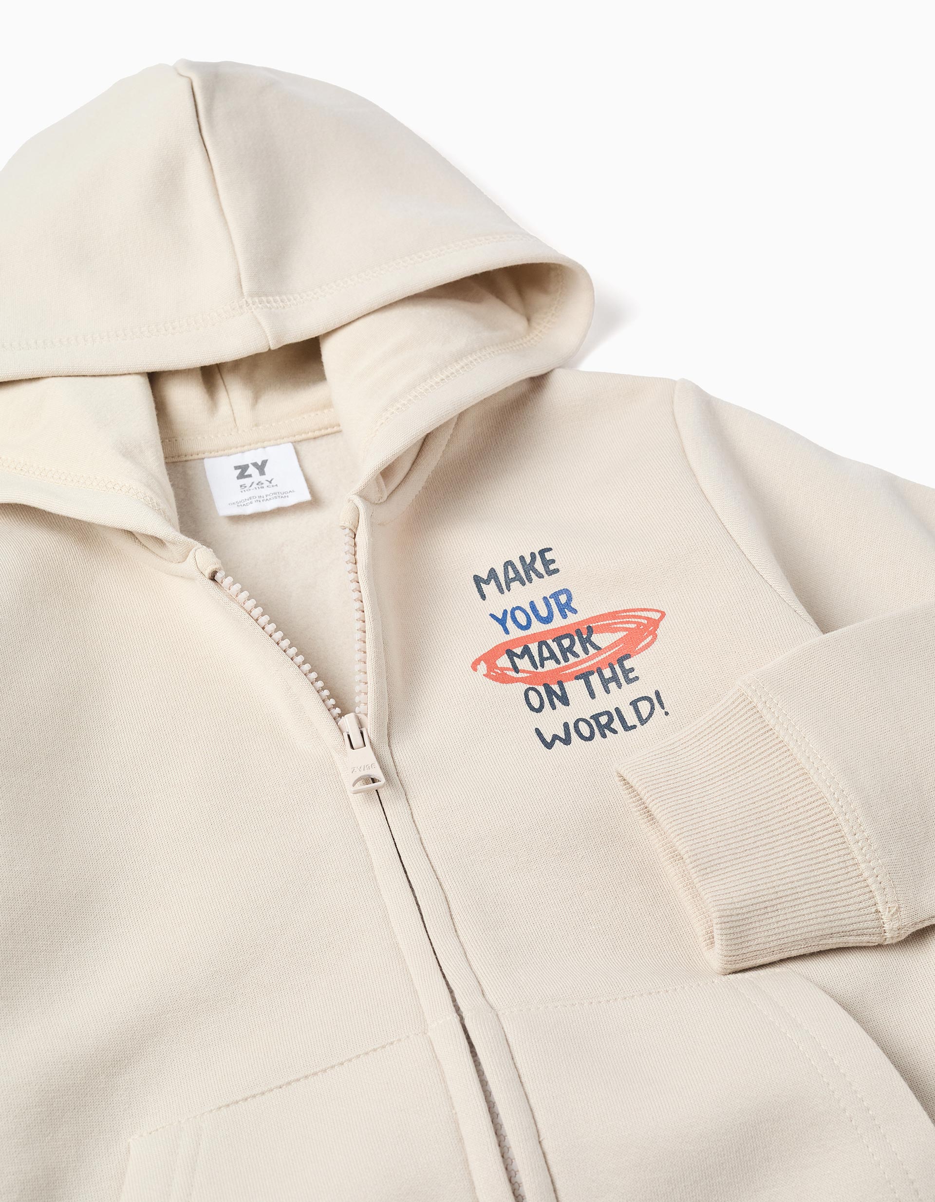 Hooded jacket + fleece  for boys, beige