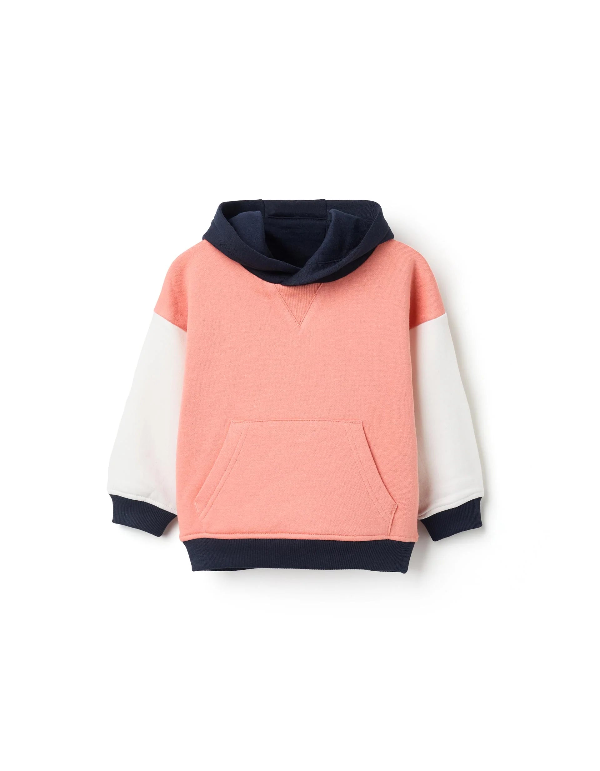 Baby Boy's Color Block Hooded Sweatshirt, Salmon