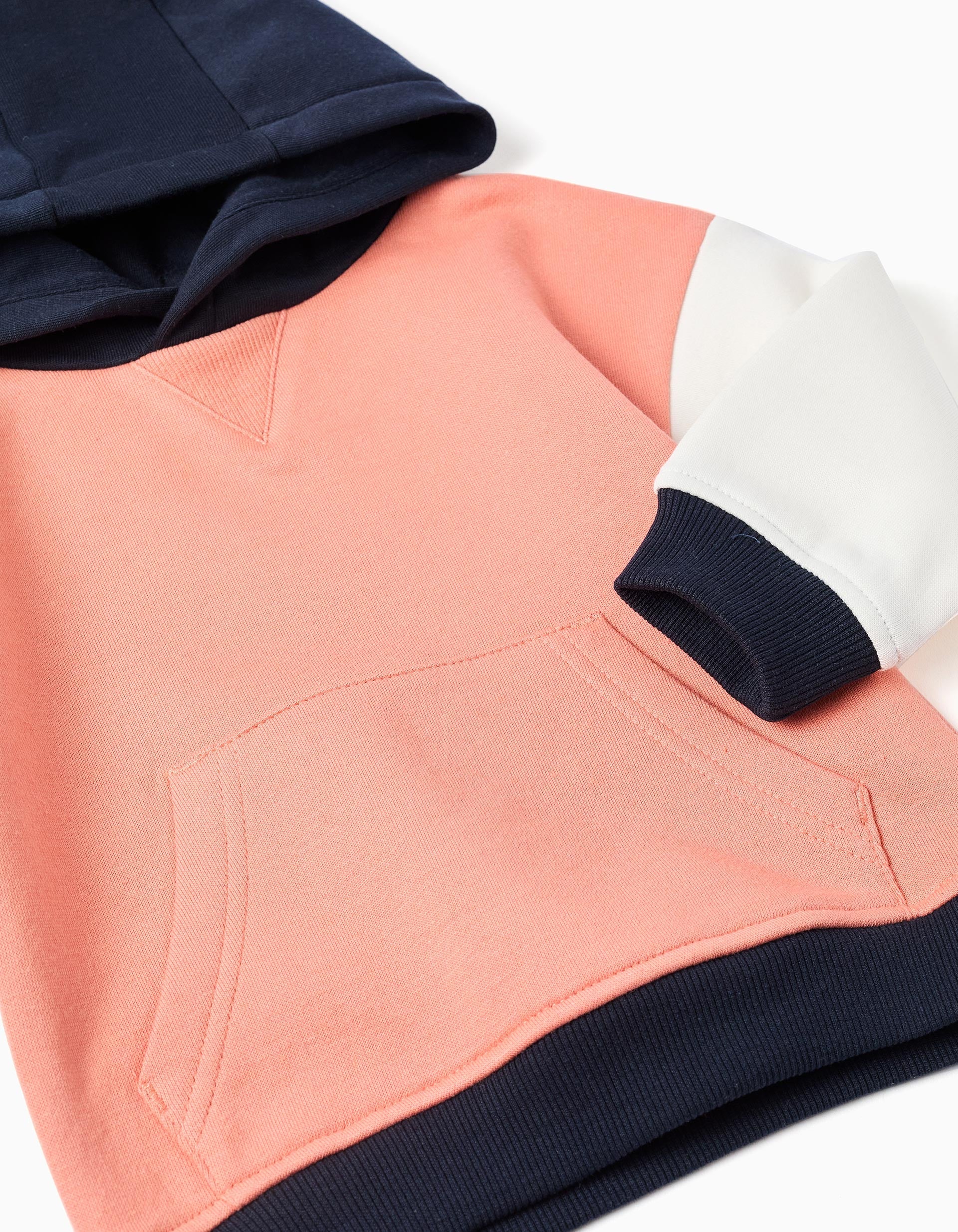 Baby Boy's Color Block Hooded Sweatshirt, Salmon