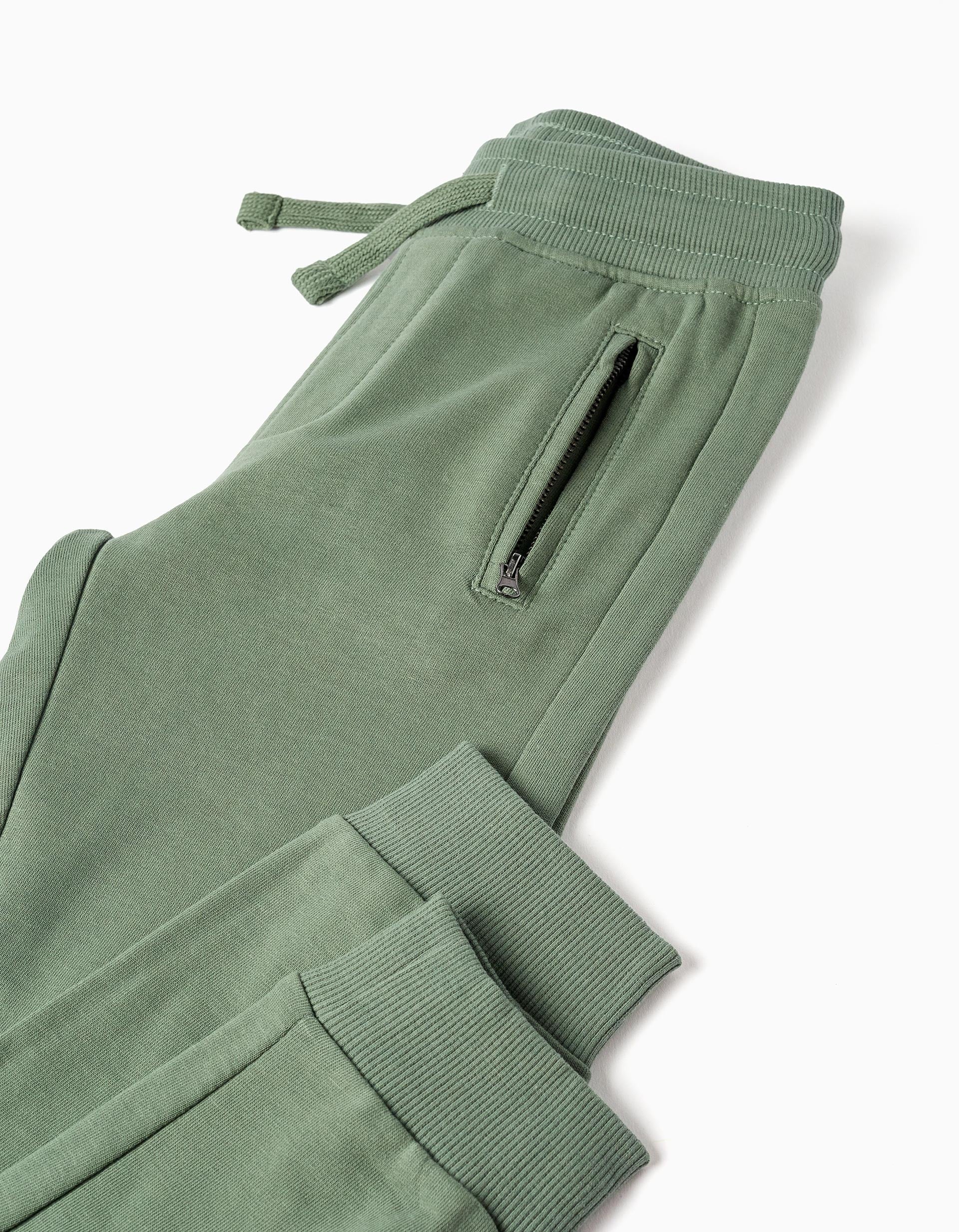 Boys' Slim Fit Jogger Pants with Sealed Pockets, Green