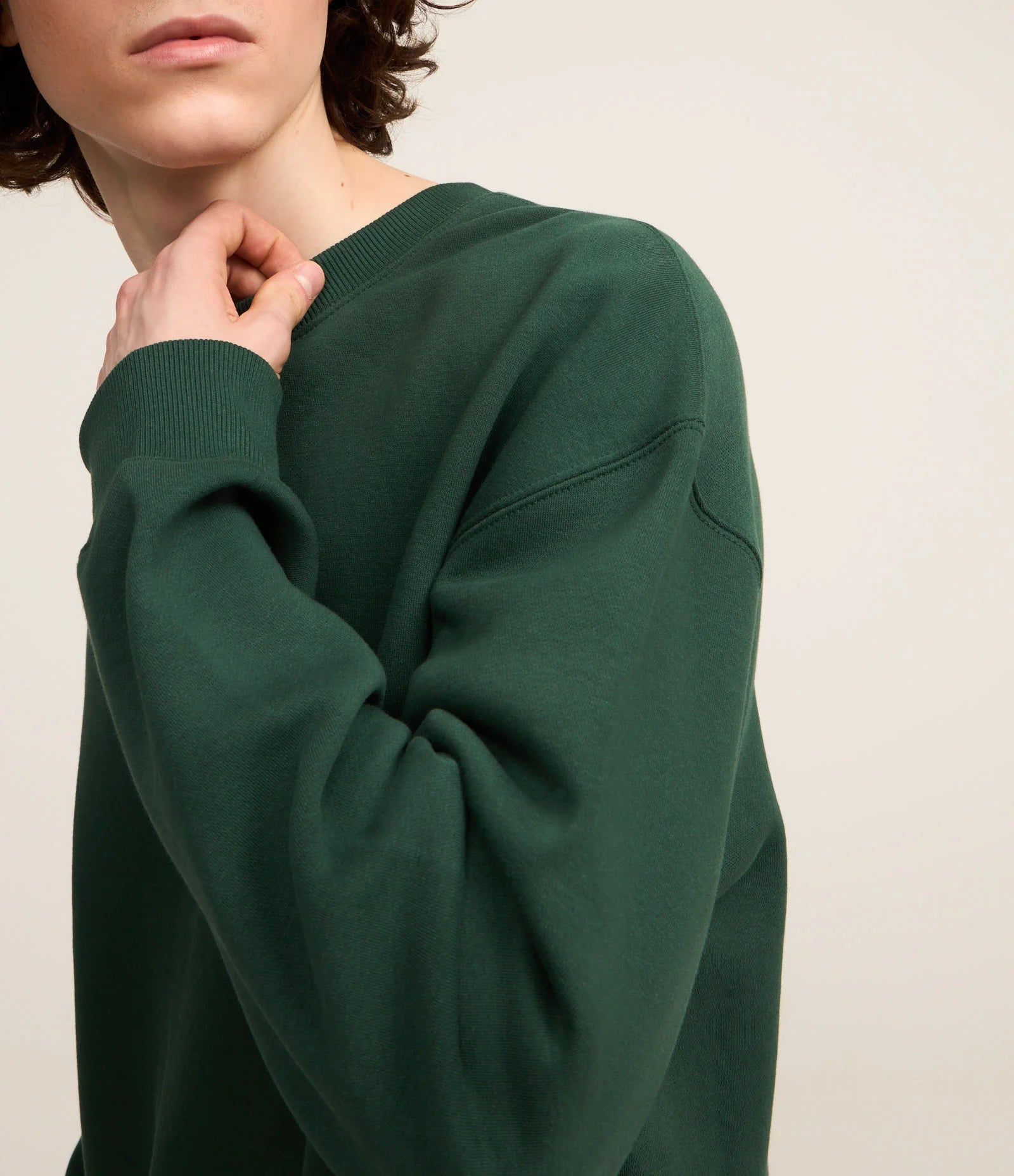 Relaxed Basic Green Sweatshirt Jacket
