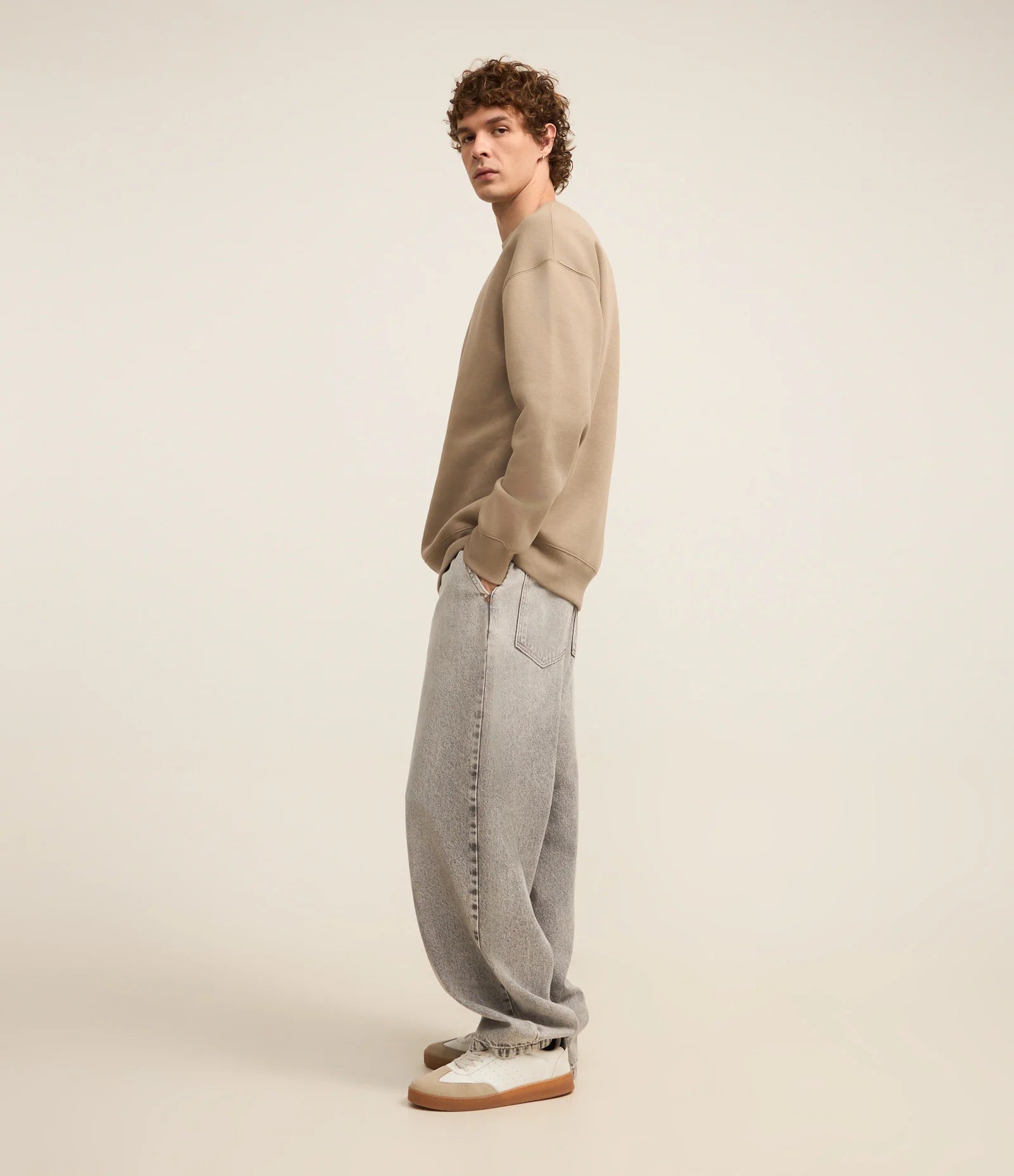 Relaxed Basic Gray Sweatshirt Jacket