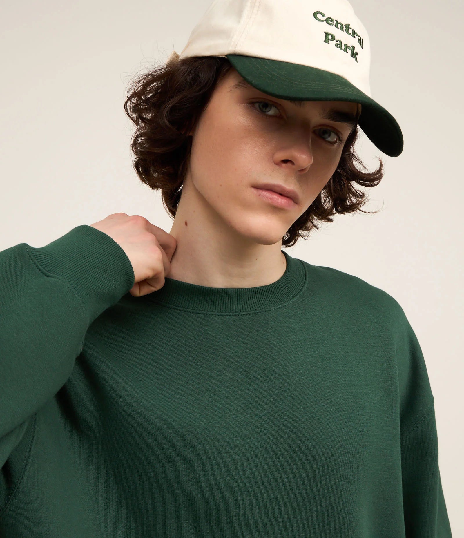 Relaxed Basic Green Sweatshirt Jacket