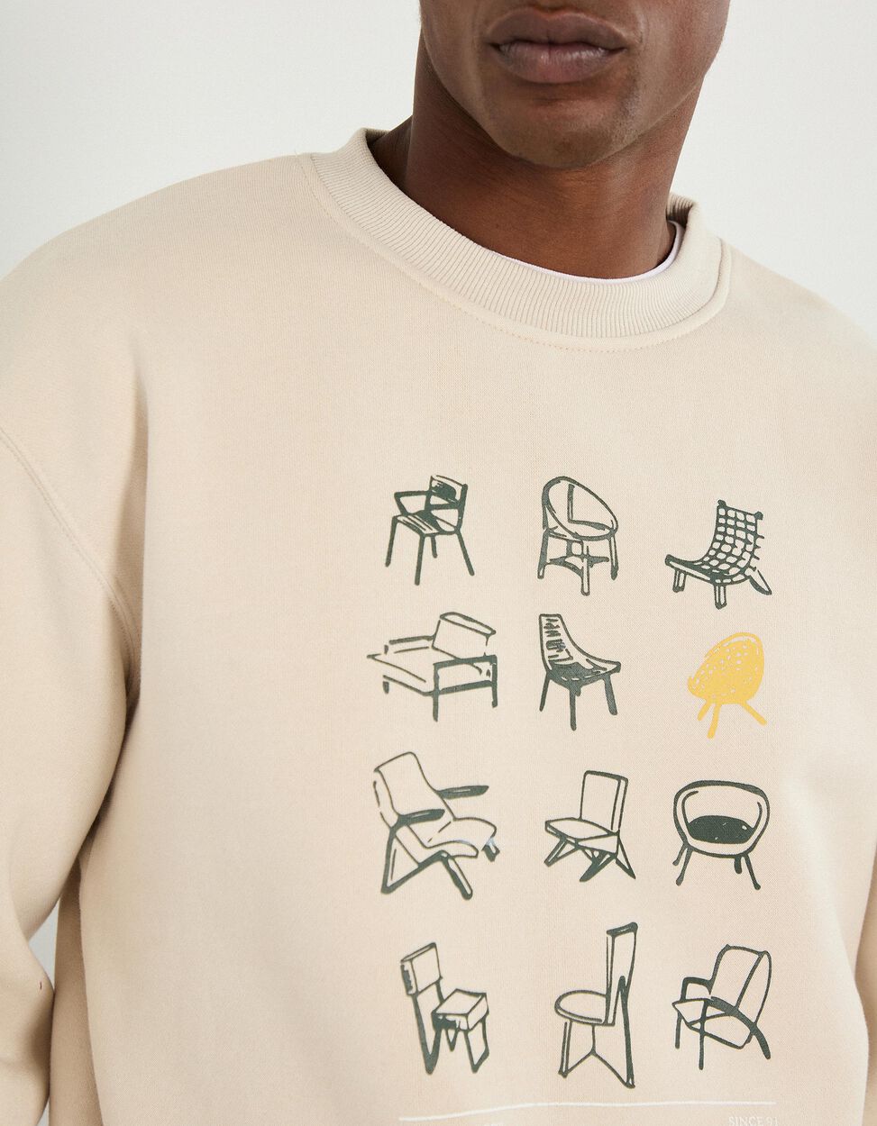 Men's Fleece Sweatshirt, Light Beige