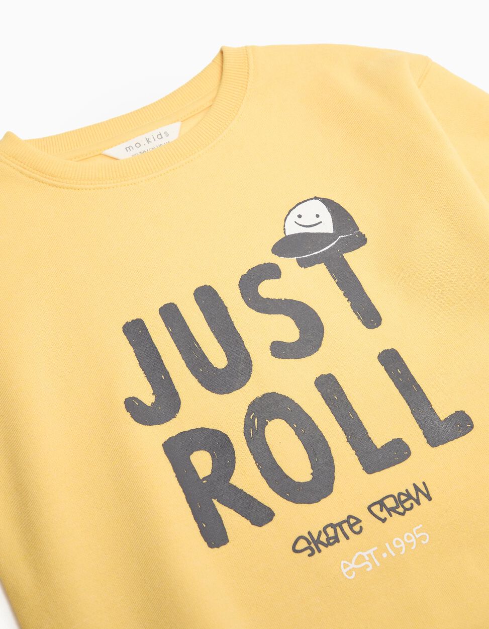 Printed Plush Sweatshirt, Baby Boy, Yellow