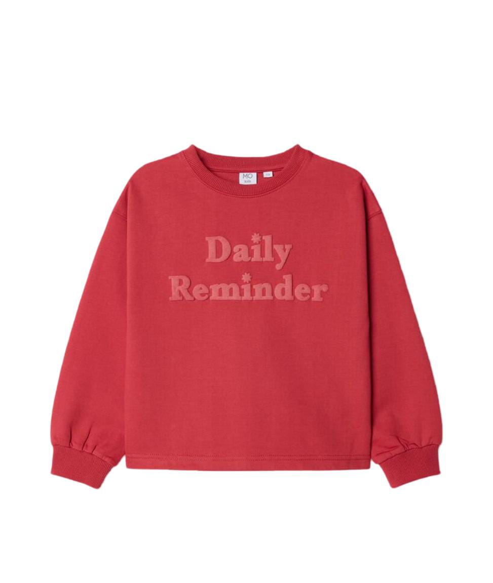 Girl's Plush Sweatshirt, Dark Red