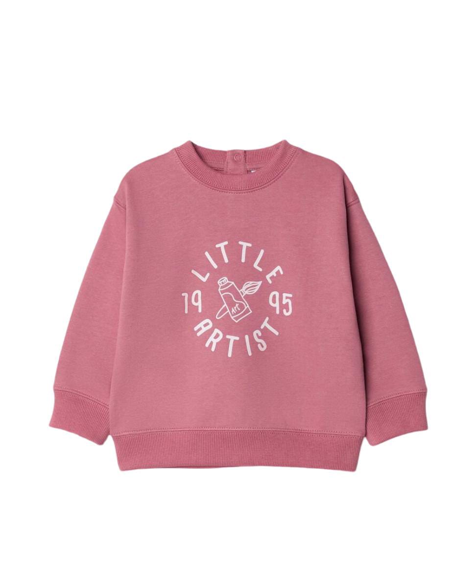 Baby Girl Plush Sweatshirt, Dark Pink