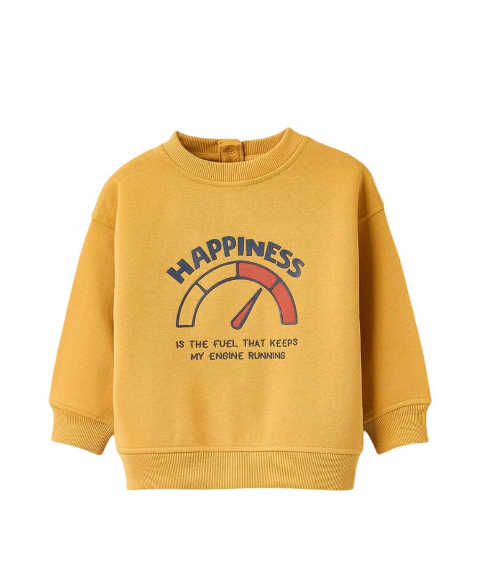 Fleece Sweatshirt for Baby Boys 'Happiness', Yellow