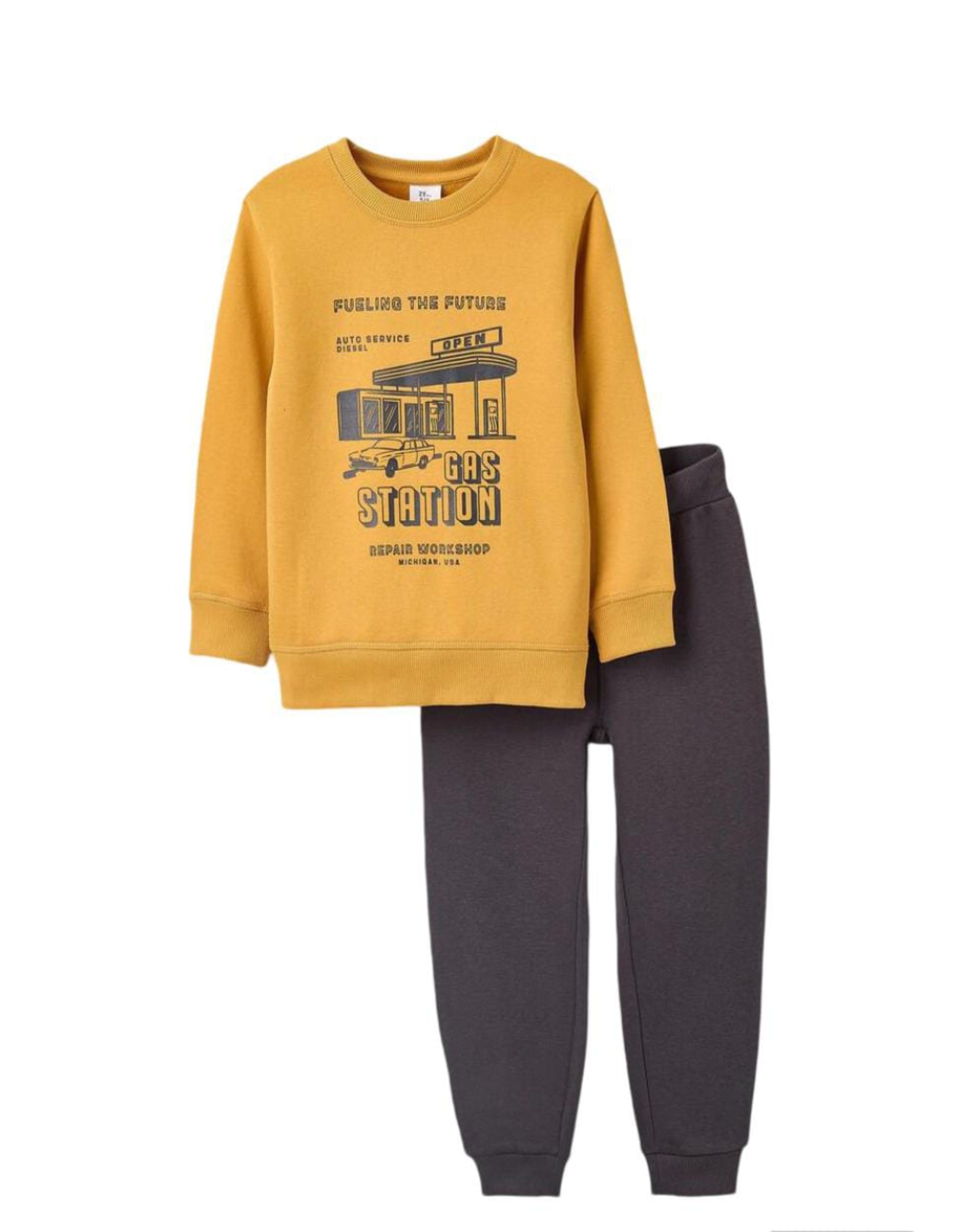 Fleece Sweatshirt + Trousers for Boys 'Michigan', Yellow/Dark Grey