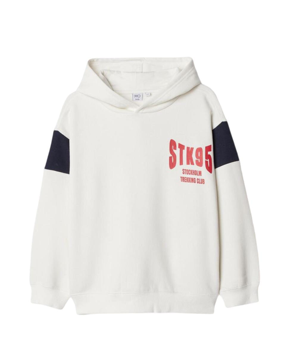 Hooded Fleece Sweatshirt, Boy, White