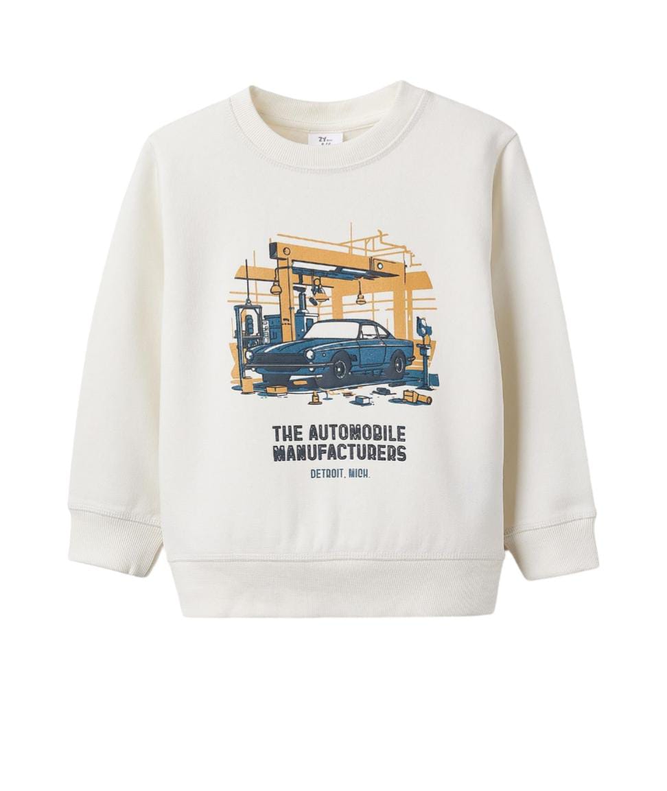 Fleece Sweatshirt for Boys 'Detroit', White