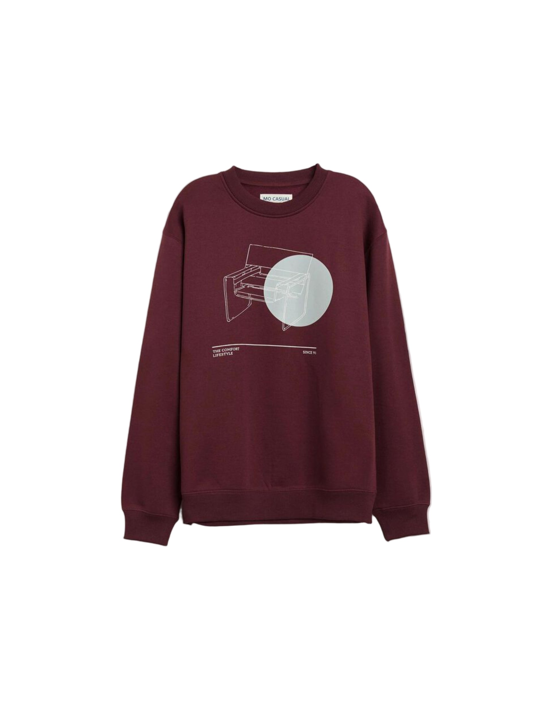 Men's Plush Sweatshirt, Dark Red