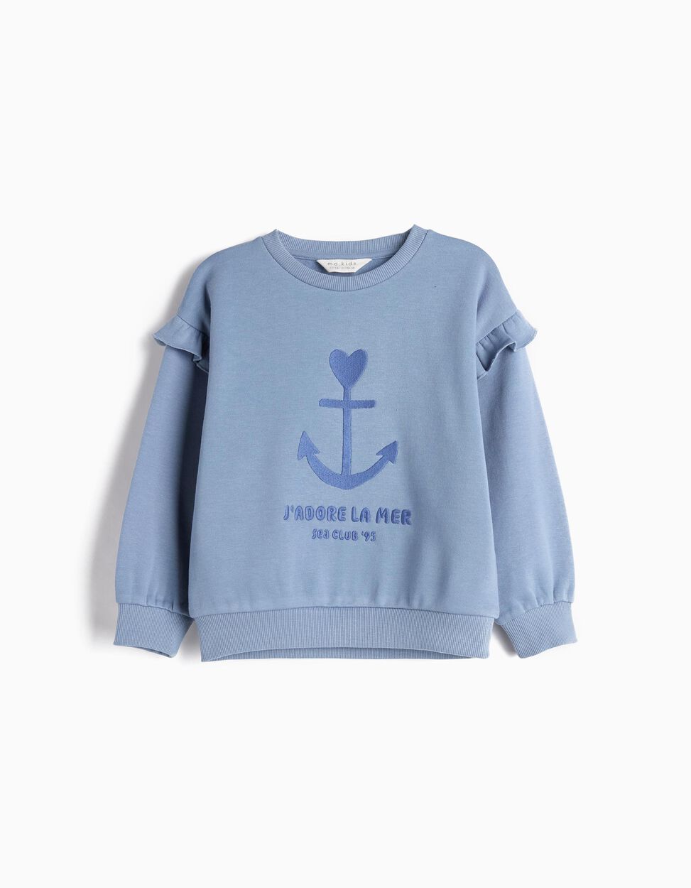 Sweatshirt with Ruffles, Baby Girl, Blue