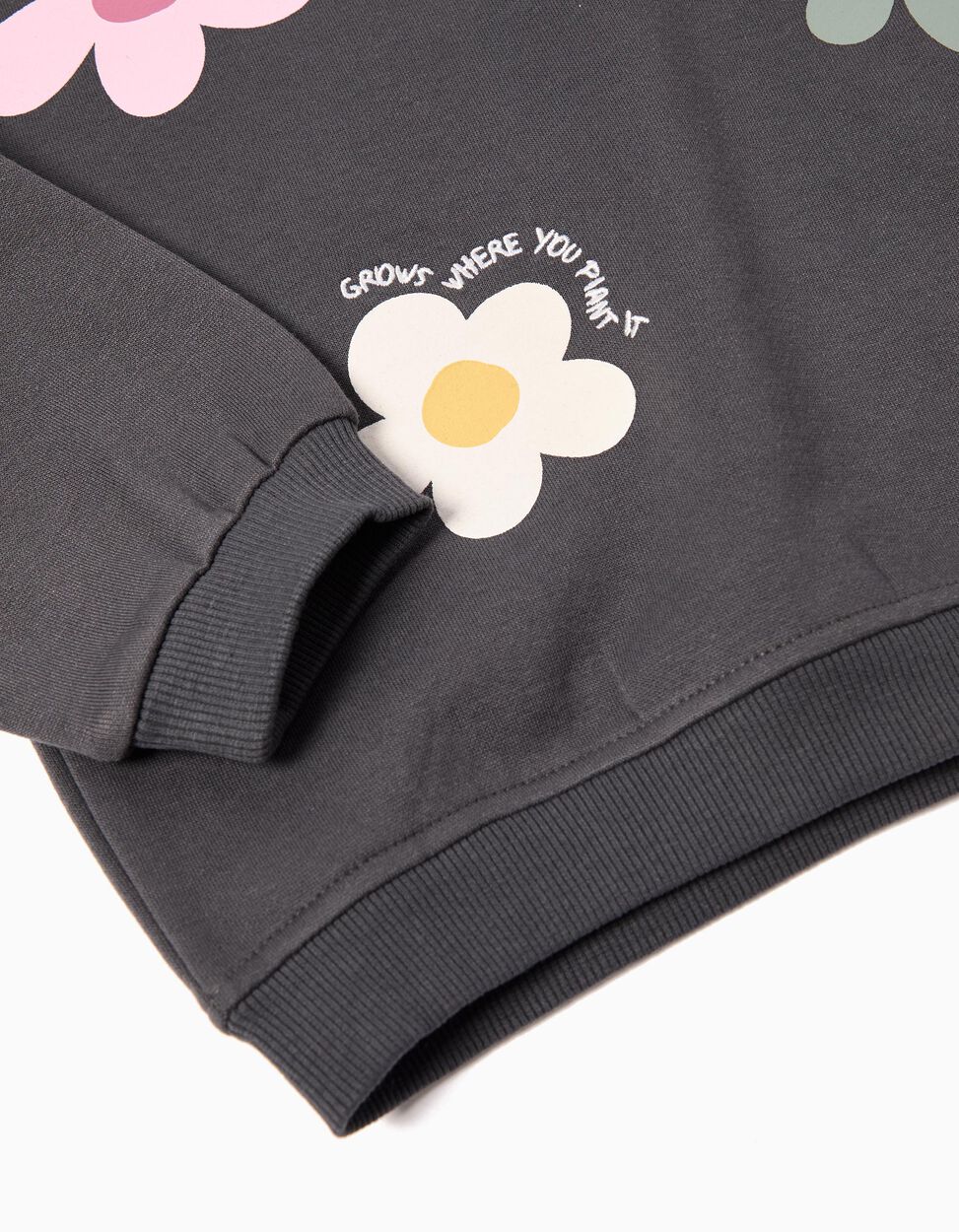 Girls' Dark Gray Plush Sweatshirt