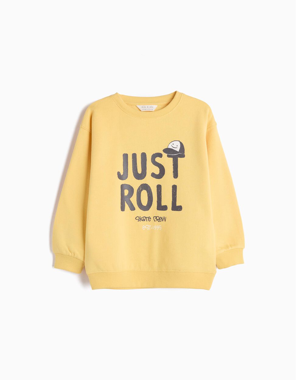 Printed Plush Sweatshirt, Baby Boy, Yellow