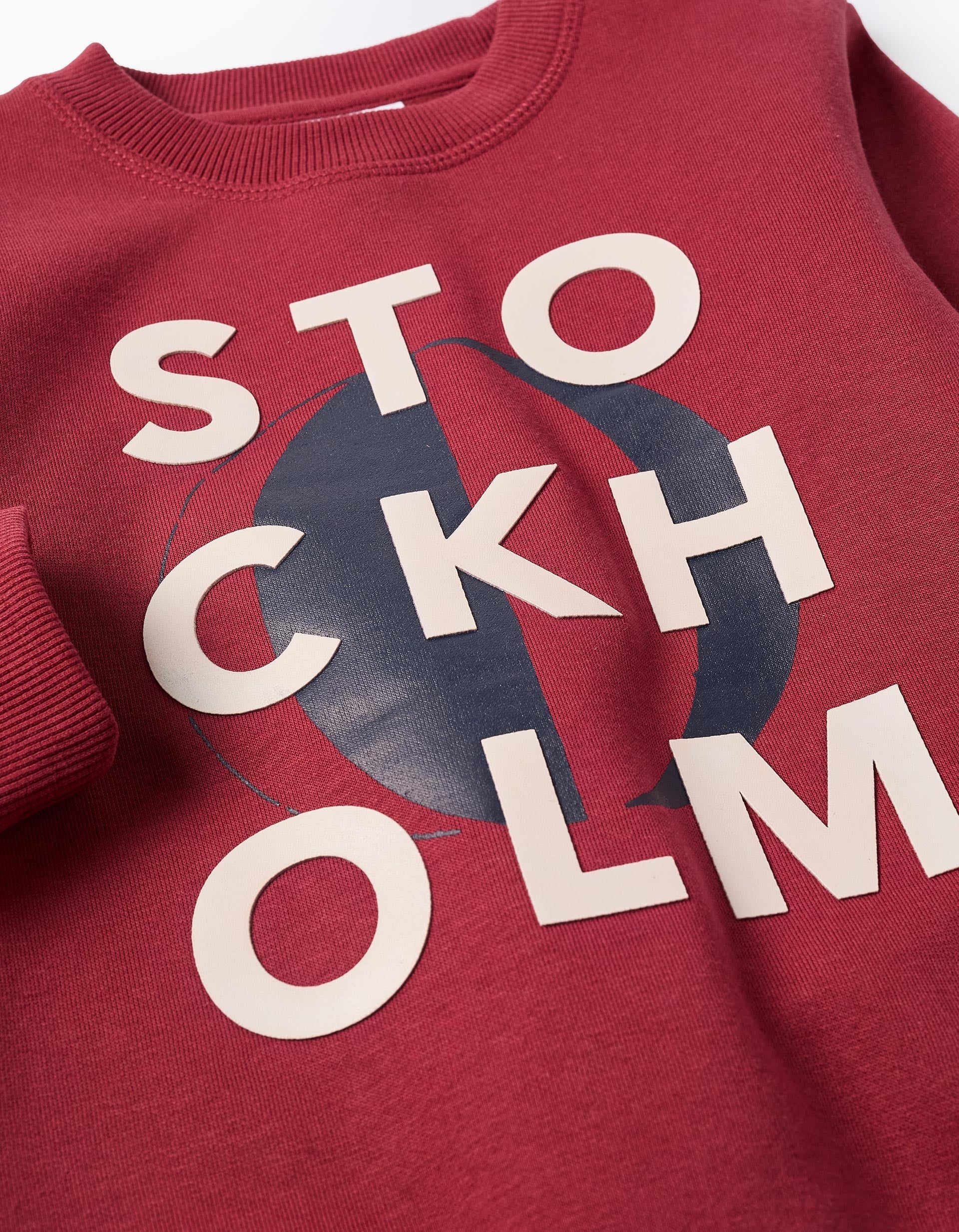 Brushed Sweatshirt with Embossed Print for Boys 'Stockholm', Bordeaux