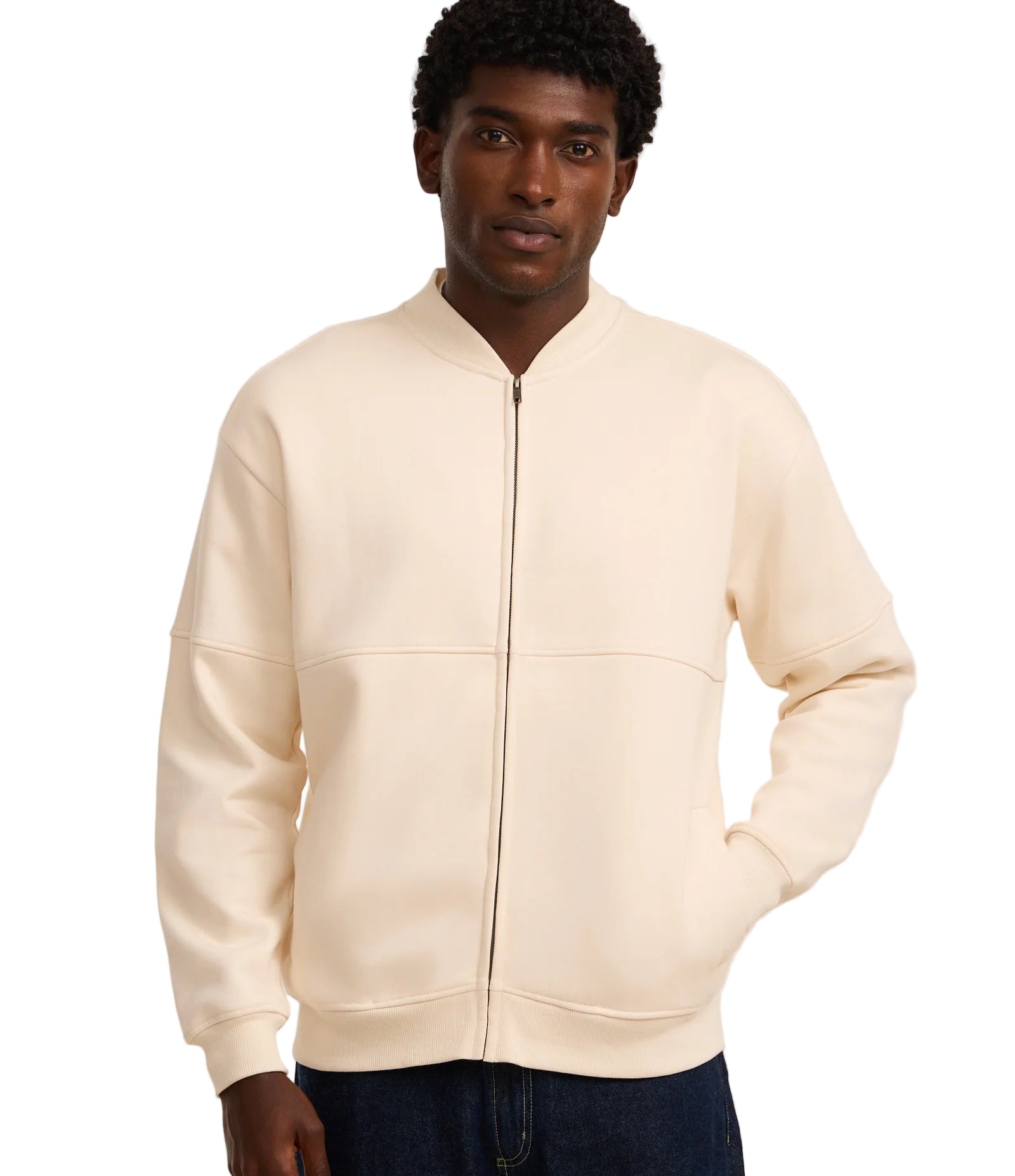 Off-White Zip-Up Sweatshirt Bomber Jacket