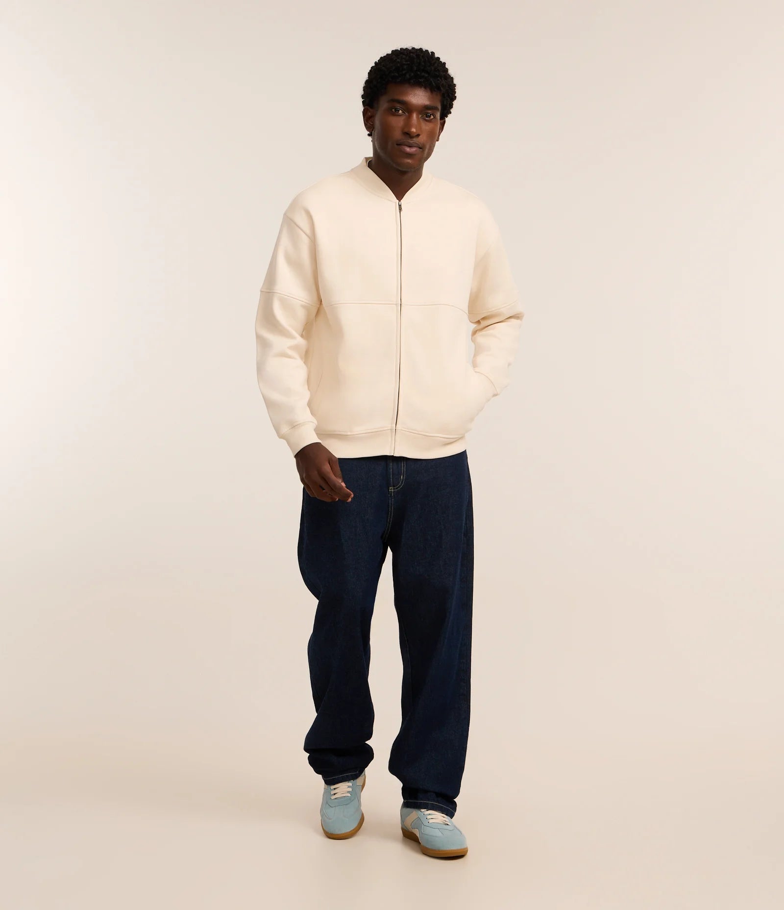 Off-White Zip-Up Sweatshirt Bomber Jacket