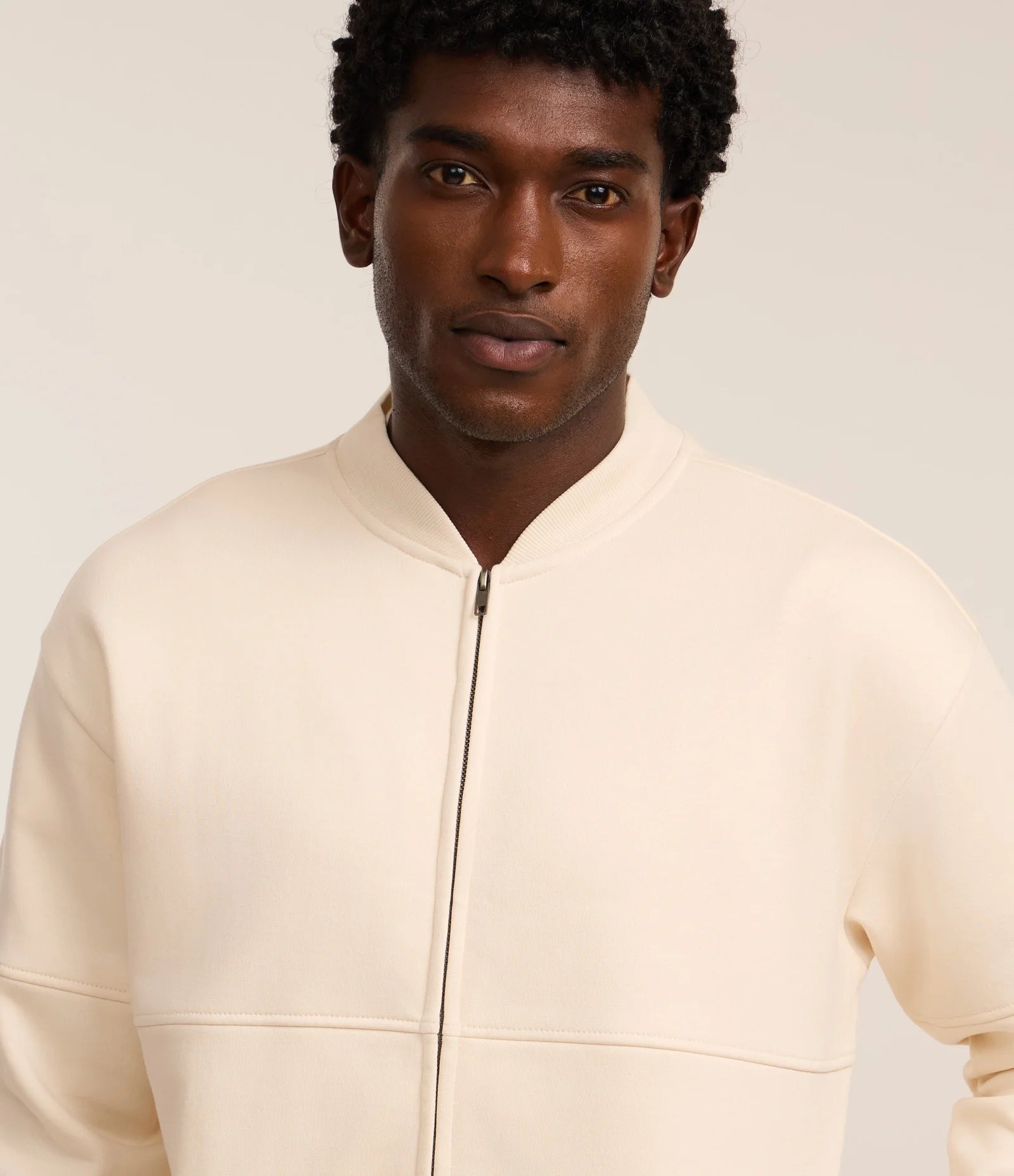 Off-White Zip-Up Sweatshirt Bomber Jacket